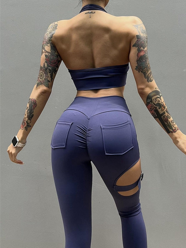 ZASUWA Women's High Waisted Scrunch Butt Lifting Leggings - Sexy Cutout Design for Yoga, Gym & Workout - Tummy Control & Booty Enhancer