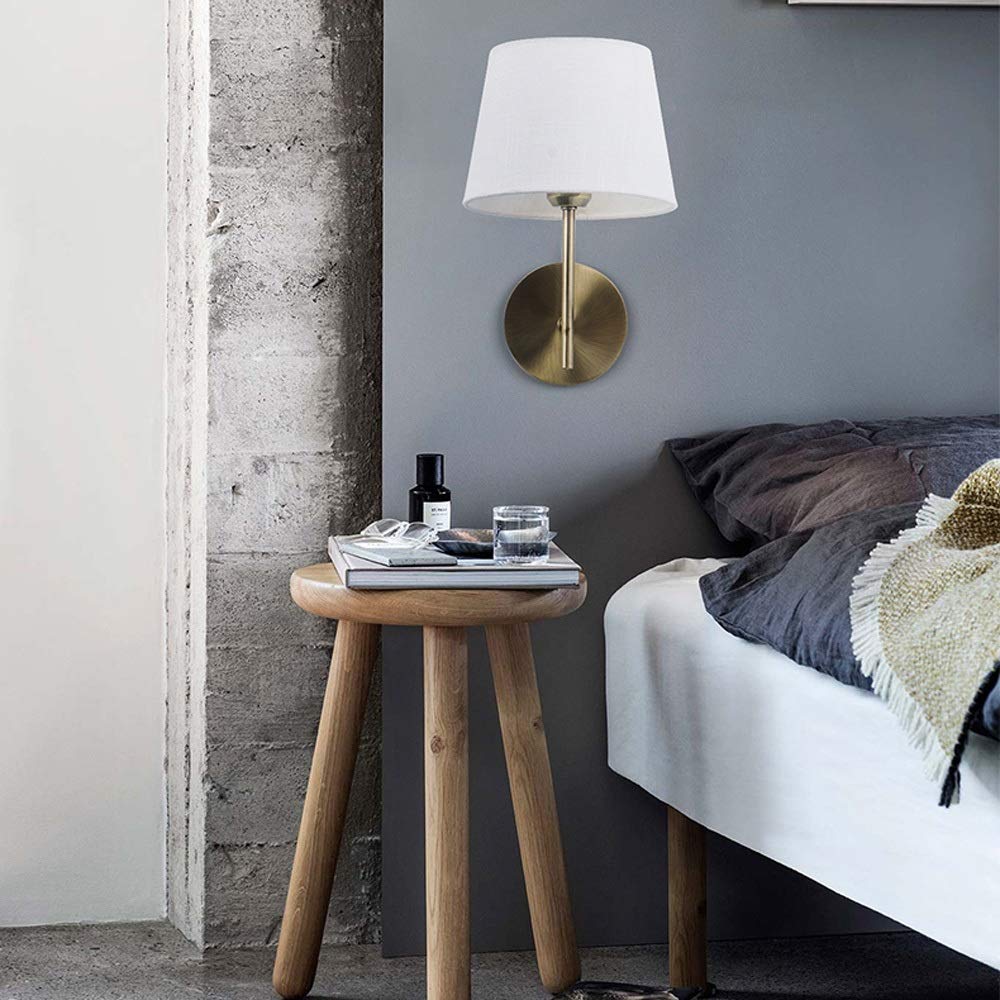 Nordic Modern Wall Sconce - E27 Wall Mounted Light Fixture for Living Room, Bedroom & Hotel Decor | Warm Fabric Shade Reading Lamp, Simple Art Lighting for Cozy Night Ambience