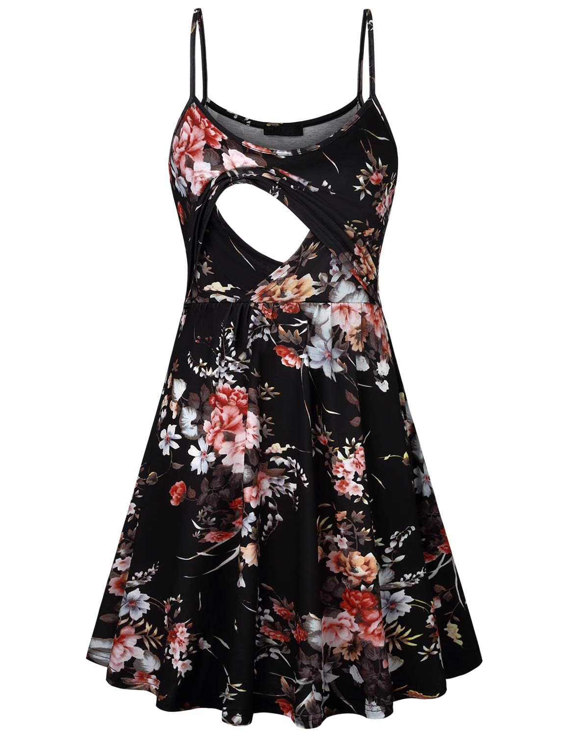 Floral Maternity Summer Dress - Spaghetti Strap Nursing & Breastfeeding Dress for Women - Perfect for Pregnancy, Nursing, Beach & Outdoor Activities