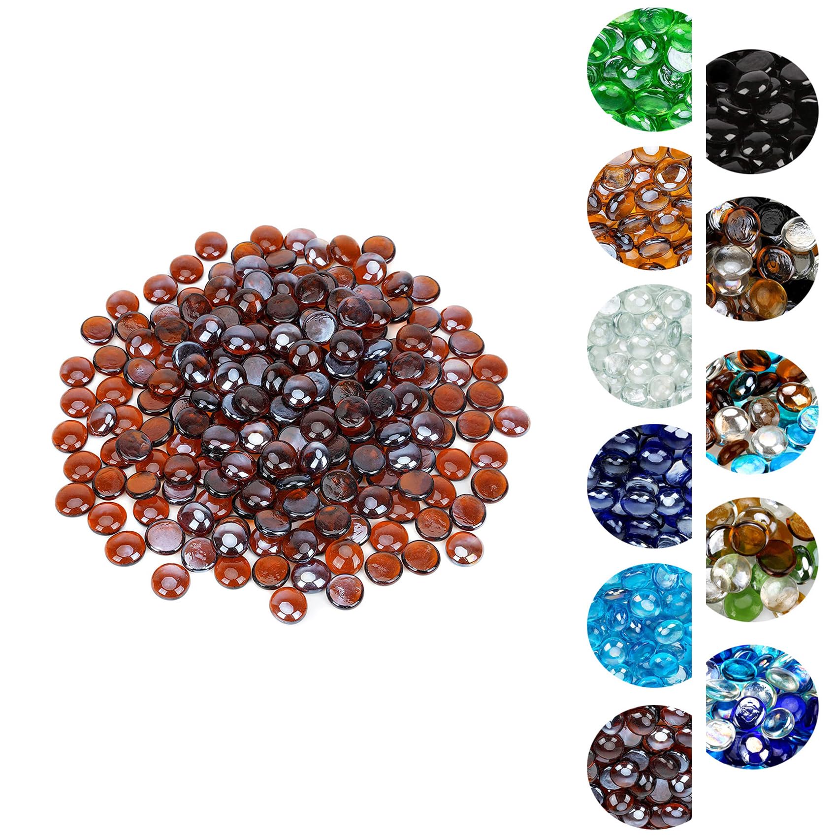 OnlyFire 10 lbs 1/2 Inch Flat Fire Glass Beads for Propane Fire Pit - High Luster Reflective Amber Glass Rocks for Gas Fireplace & Fire Pit Table - Perfect for Outdoor Patio, Backyard Decor & Fireplace Enhancement