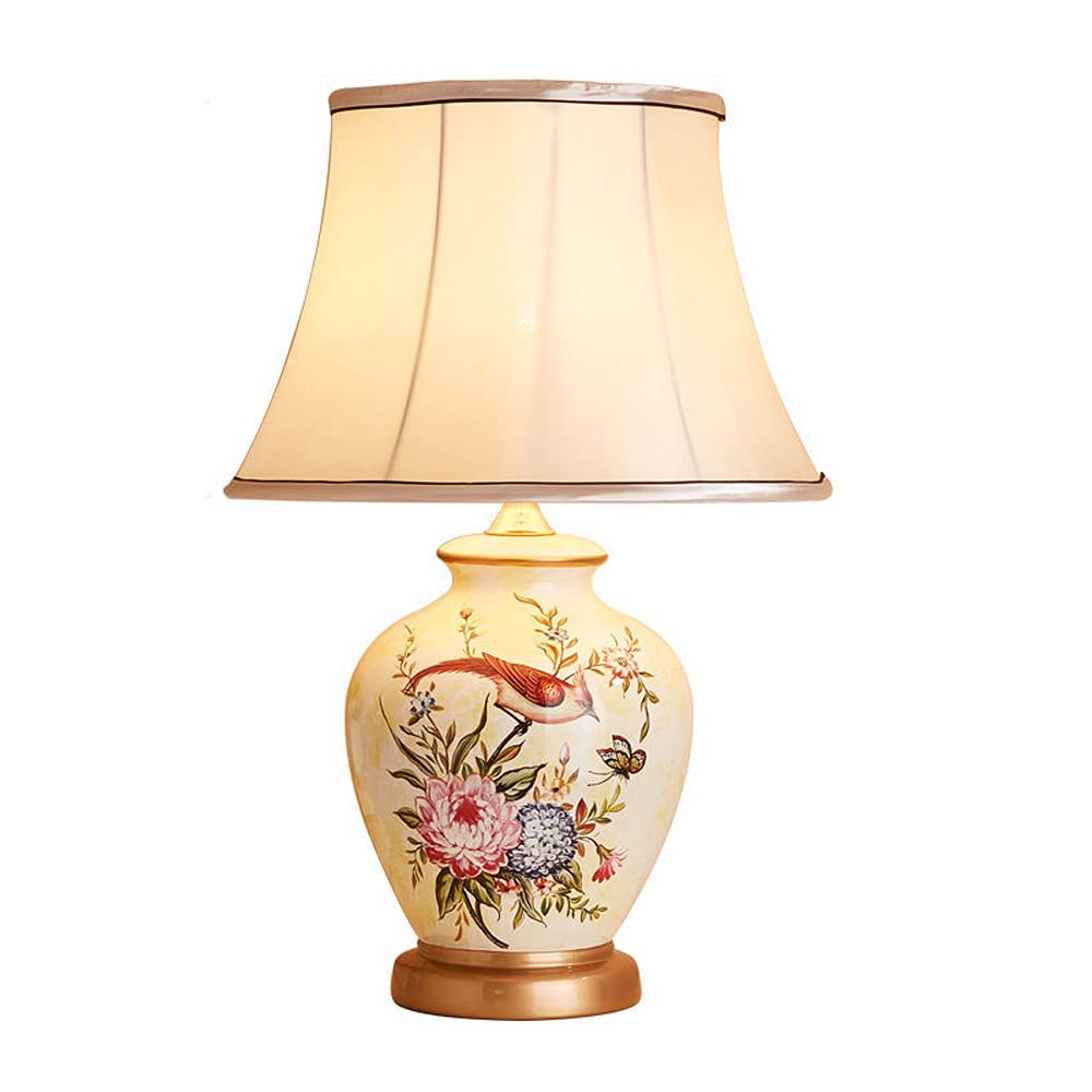 Hand-Painted Chinese Flower & Bird Porcelain Table Lamp - Elegant Bedside Lamp for Bedroom, Living Room, Study & Hotel Decor | Perfect for Reading, Relaxation & Home Decoration