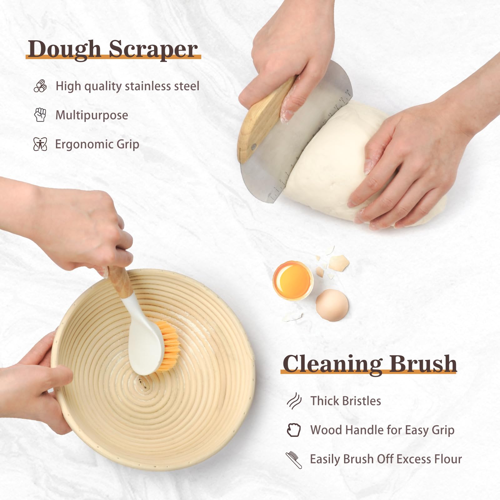 9 Inch Round Sourdough Proofing Basket with Linen Liner - Professional Bread Banneton for Artisan Sourdough Baking | Perfect for Home Bakers & Bread Making Supplies | Ideal for Sourdough Starter Kit & Homemade Bread Proofing