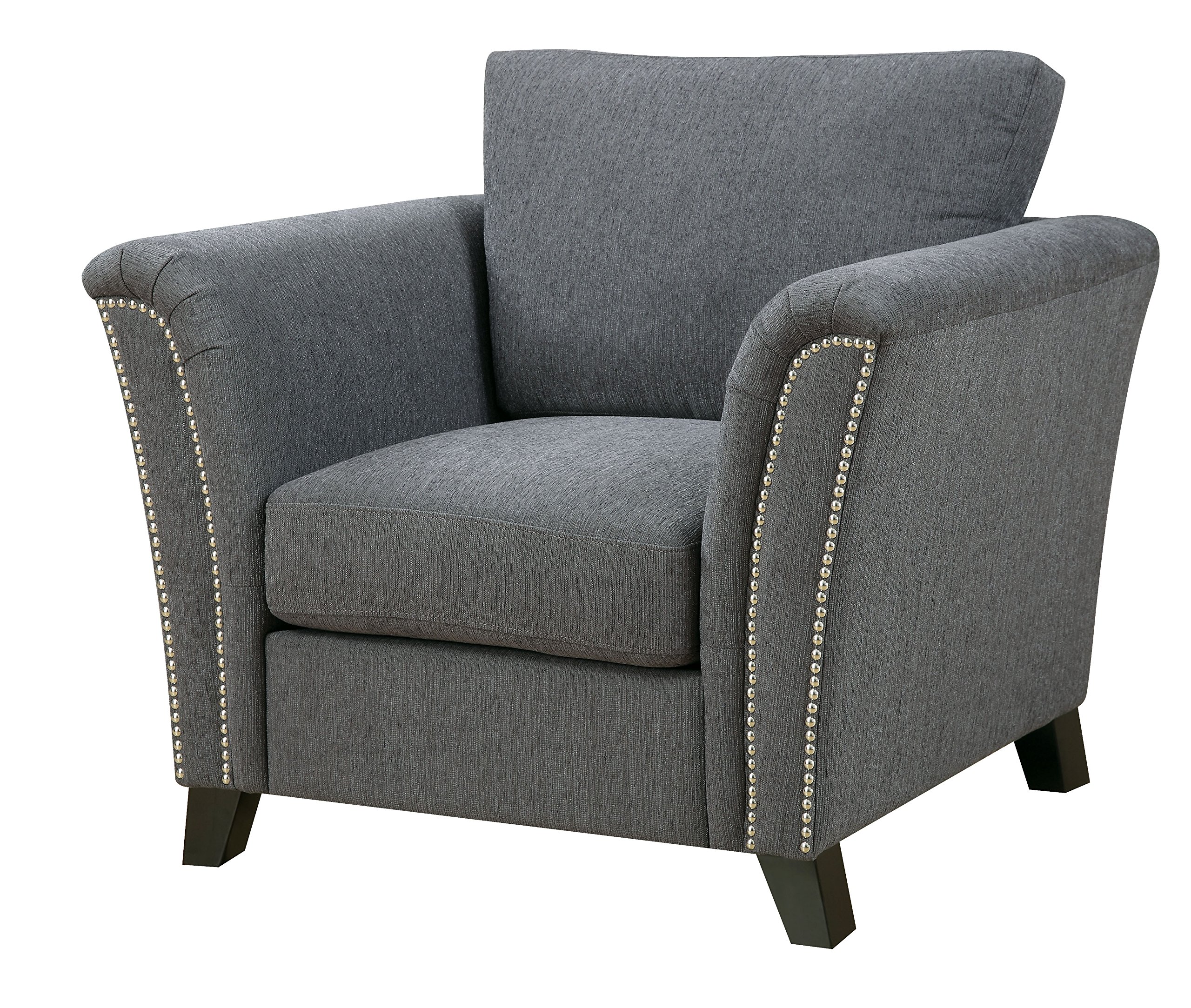 Heyer Contemporary Chair with Pillows - Modern Gray Accent Chair for Living Room, Bedroom, or Office - Comfortable Upholstered Lounge Chair with Cushions