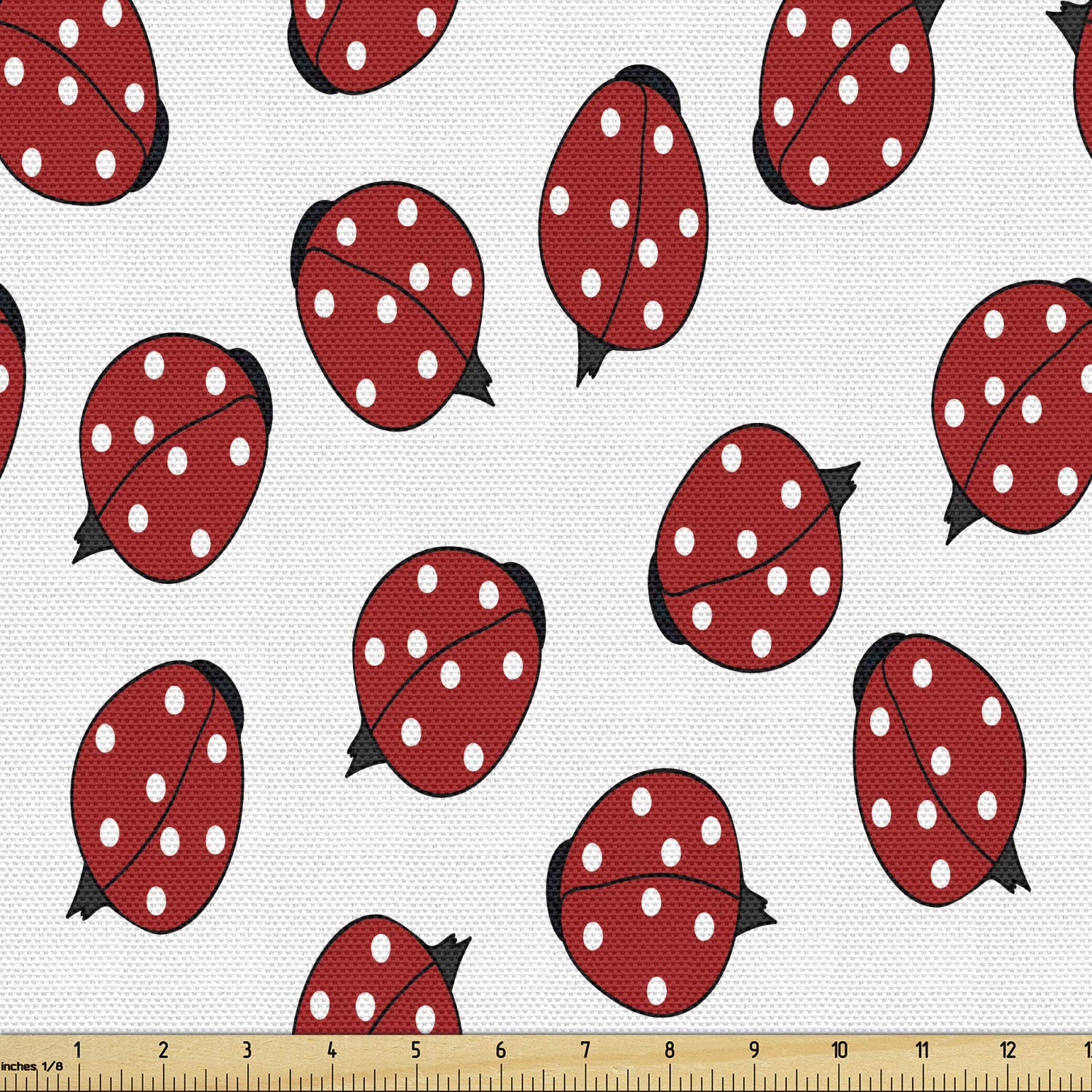 Ambesonne Ladybug Print Fabric by The Yard - Simple Red Ladybug Dotted Pattern Spring Design for Upholstery, Home Decor & DIY Crafts (1 Yard, Vermilion/White) - Perfect for Pillow Covers, Curtains & Table Runners