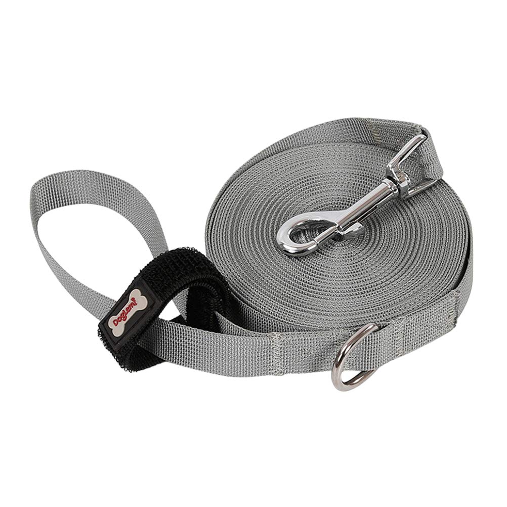 Durable Nylon Dog Training Rope with Handle - Pet Pulling Strap for Obedience & Agility Training - Grey Small Size for Medium Dogs - Perfect for Fetch, Tug-of-War & Outdoor Activities