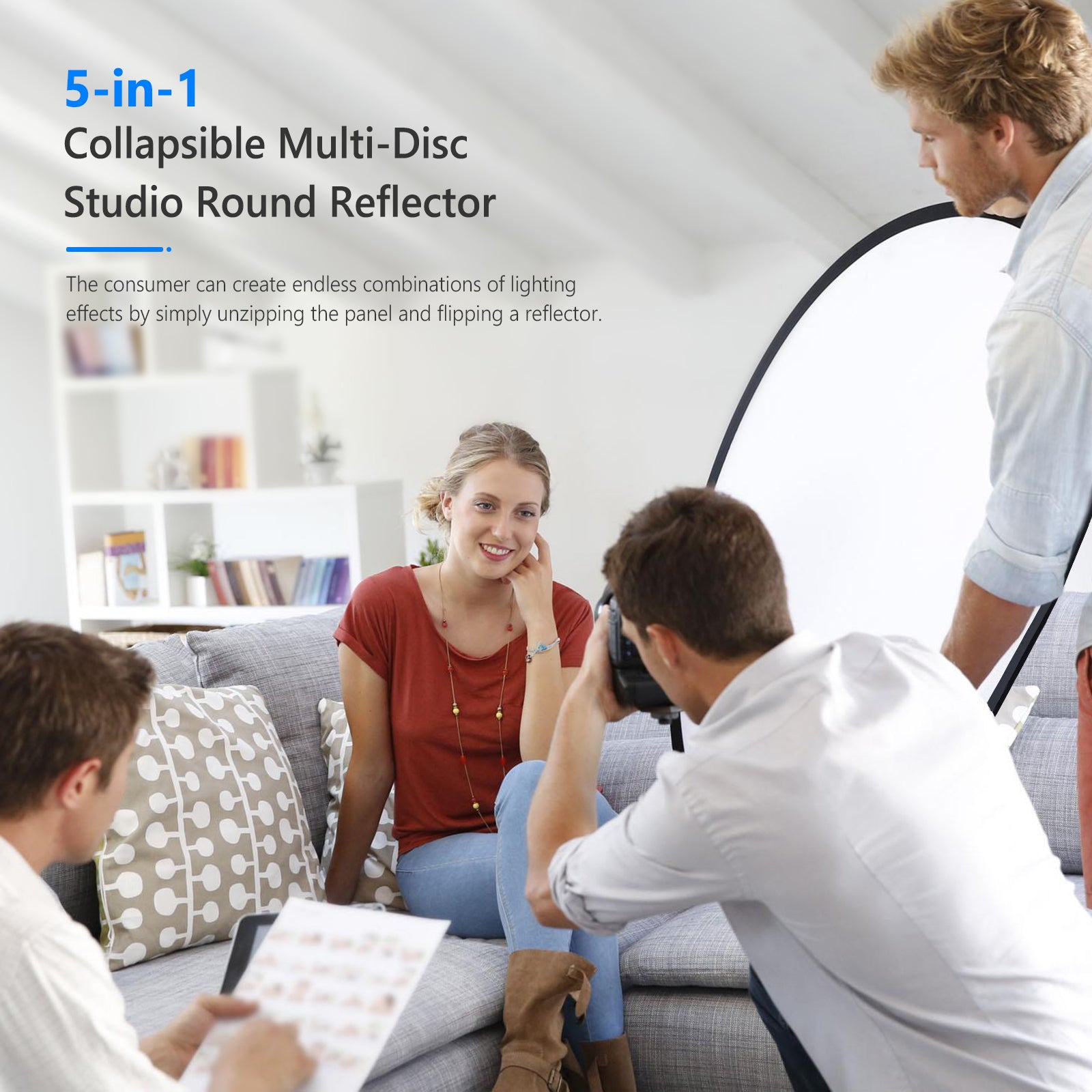 NEEWER 5-in-1 Portable Photography Lighting Reflector and Diffuser Kit for Studio, Outdoor, and Portrait Photography