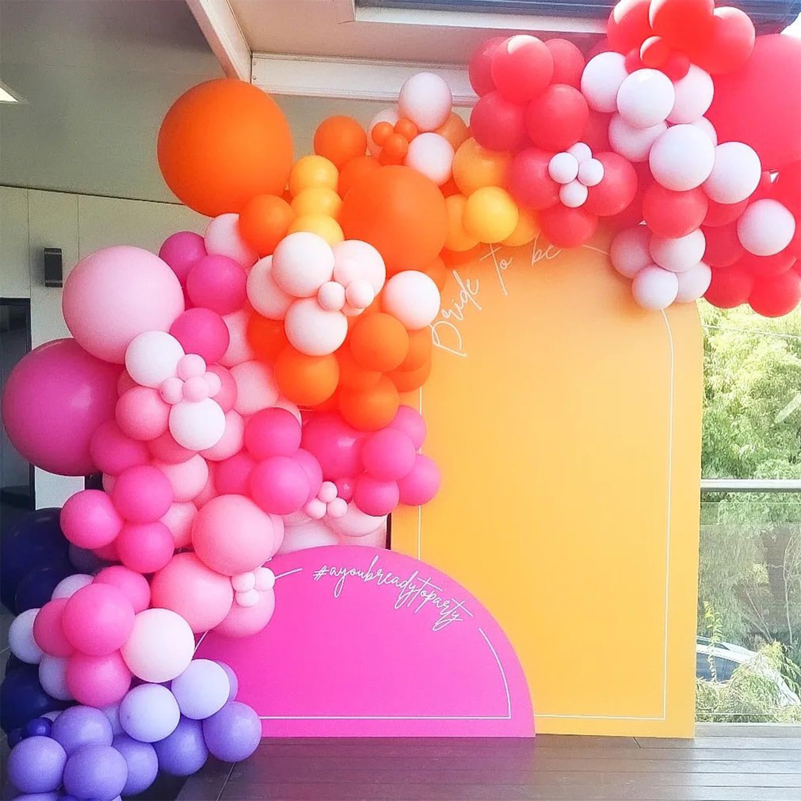 Pink Yellow Orange Balloon Garland Arch Kit - Latex Party Balloons for Girls Birthday, Baby Shower, Wedding & Graduation Decorations | Party Supplies for Indoor & Outdoor Celebrations