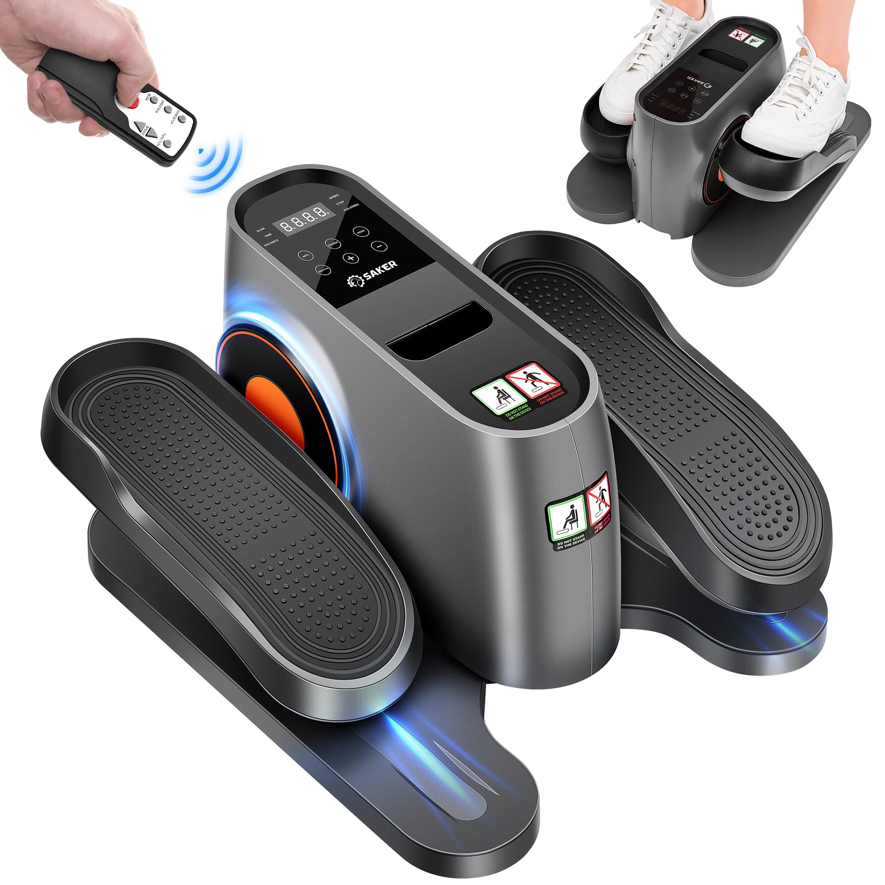 Saker Under Desk Elliptical Machine - Electric Seated Pedal Exerciser with LCD Display & Remote Control - Compact Leg Exercise Equipment for Home & Office Use - Perfect for Seniors, Adults & Teens to Stay Active While Working or Watching TV