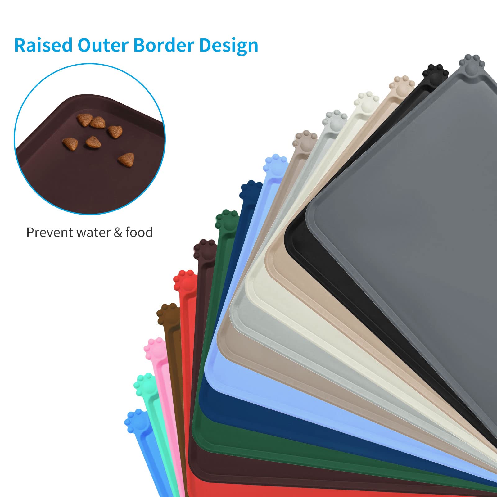 AUDWUD Non-Slip Silicone Pet Feeding Mat - Waterproof Dog Bowl Pad for Food & Water - Perfect for Messy Eaters, Kitchen Floor Protection, and Easy Cleaning