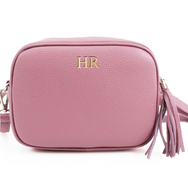 Carnaby Of London Embossed Initial Gold Leather Crossbody Bag for Women - Stylish Designer Handbag for Everyday Use, Work, and Evening Out
