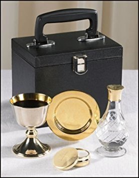 Chalice Paten Pyx Holy Water Bottle Carrying Case - Portable Minister Travel Mass Kit for Catholic Church Services, Home Worship & Religious Ceremonies