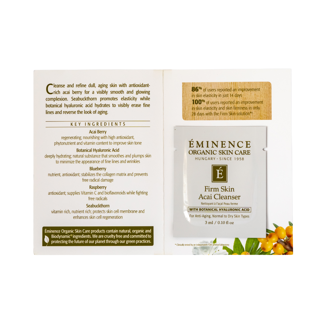 Eminence Organics Firm Skin Acai Cleanser - Organic Face Wash for Anti-Aging & Skin Tightening - Perfect for Daily Skincare Routine & Sensitive Skin Care