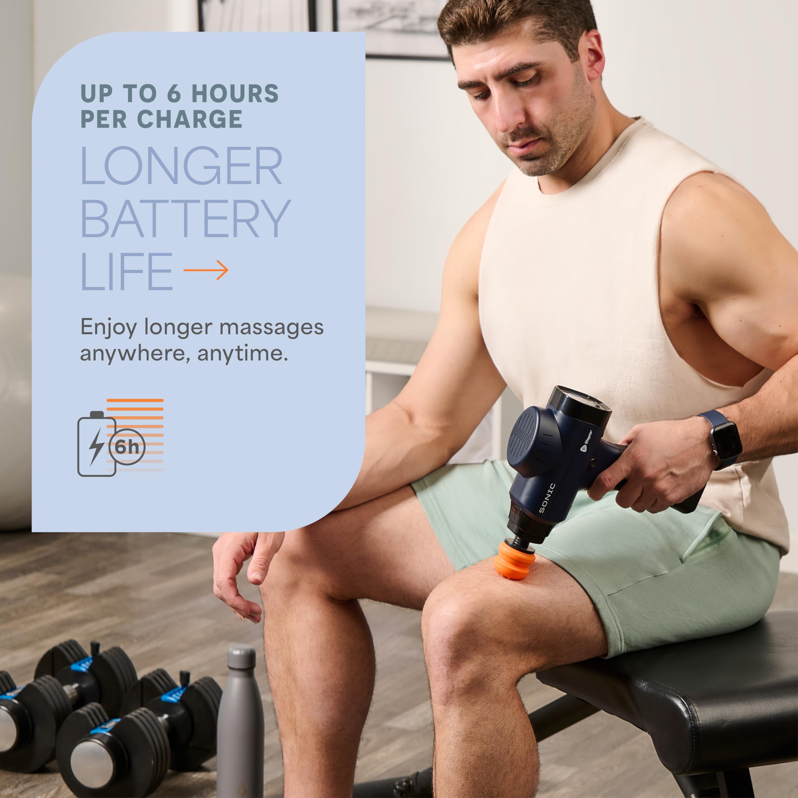 LifePro Percussion Massage Gun for Athletes - Deep Tissue Muscle Massager with 8 Attachments & 5 Speed Settings | Portable Massage Gun with Holder (Sold Separately) | Ideal for Post-Workout Recovery, Back Pain Relief & Muscle Therapy