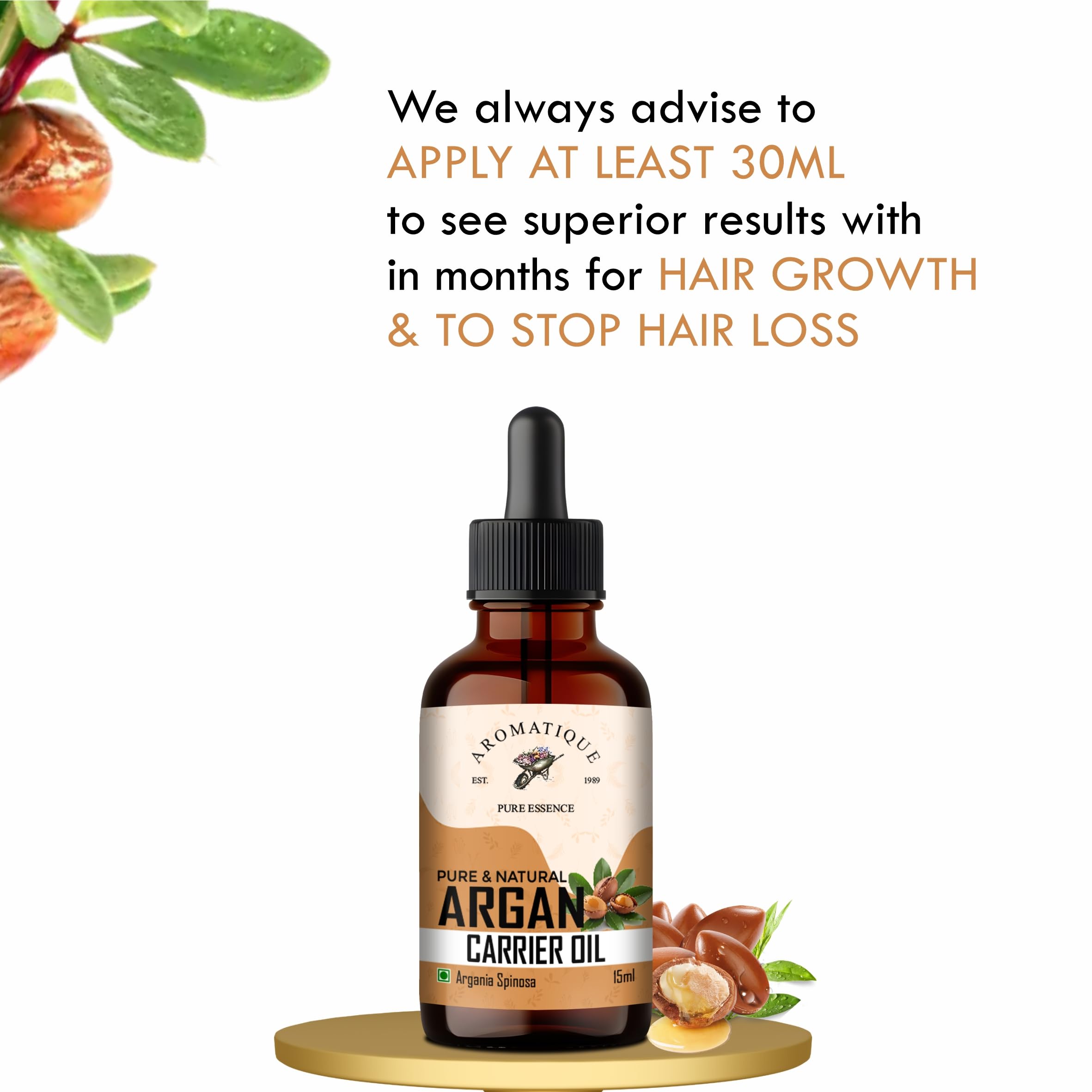 Pure Moroccan Argan Oil for Hair Growth & Skin Care - Anti-Frizz Treatment, Daily Nourishment for Stronger Hair | SLS & Paraben Free, 15ml | Perfect for Dry Hair Repair & Scalp Hydration