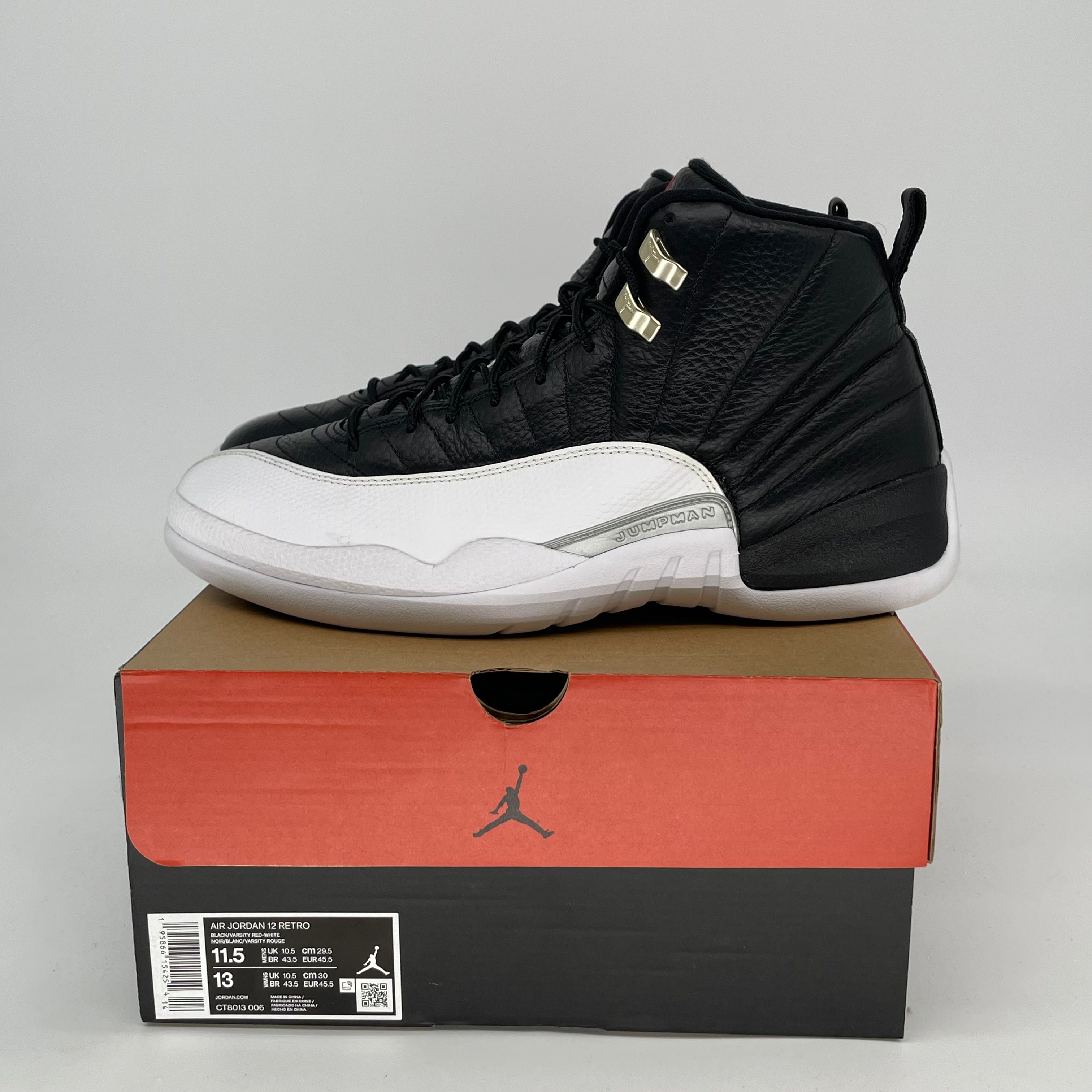 AIR JORDAN 12 PLAYOFFS Basketball Shoes Men's Size 11.5 Black/Red CT8013-006 - Perfect for NBA Games, Streetwear & Sneaker Collectors