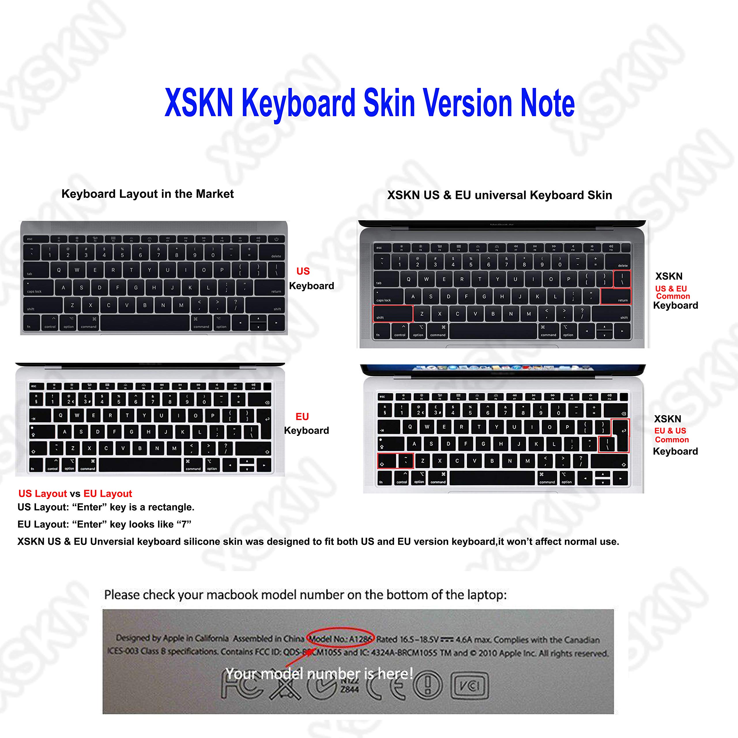 French Language Silicone Keyboard Cover for MacBook Air 13.3-inch (2018 Release, Model A1932) - US & EU Layout, Touch ID Compatible, Black - Perfect for Typing, Coding & Multilingual Work