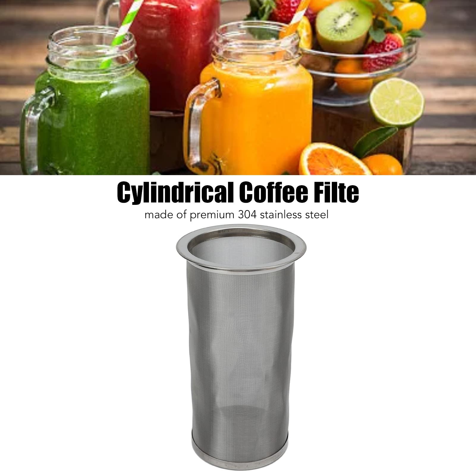Premium Stainless Steel Cold Brew Coffee Filter & Tea Infuser - Fine Mesh Strainer for Wide Mouth Mason Jars & Iced Tea Makers (8x15cm) - Perfect for Homemade Cold Brew, Iced Tea & Coffee Concentrates