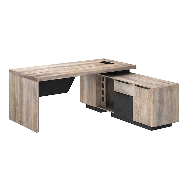 BALDER Executive Desk with Right Return 1.8M-2.0M Warm Oak & Black - Modern Office Furniture for Home & Business Workspaces