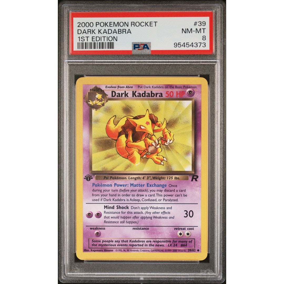 2000 Pokemon Rocket 1st Edition Dark Kadabra 39/82 PSA 8 Graded Trading Card - Rare Collectible for Pokemon TCG Players & Investors | Perfect for Display, Gaming & Investment Portfolios