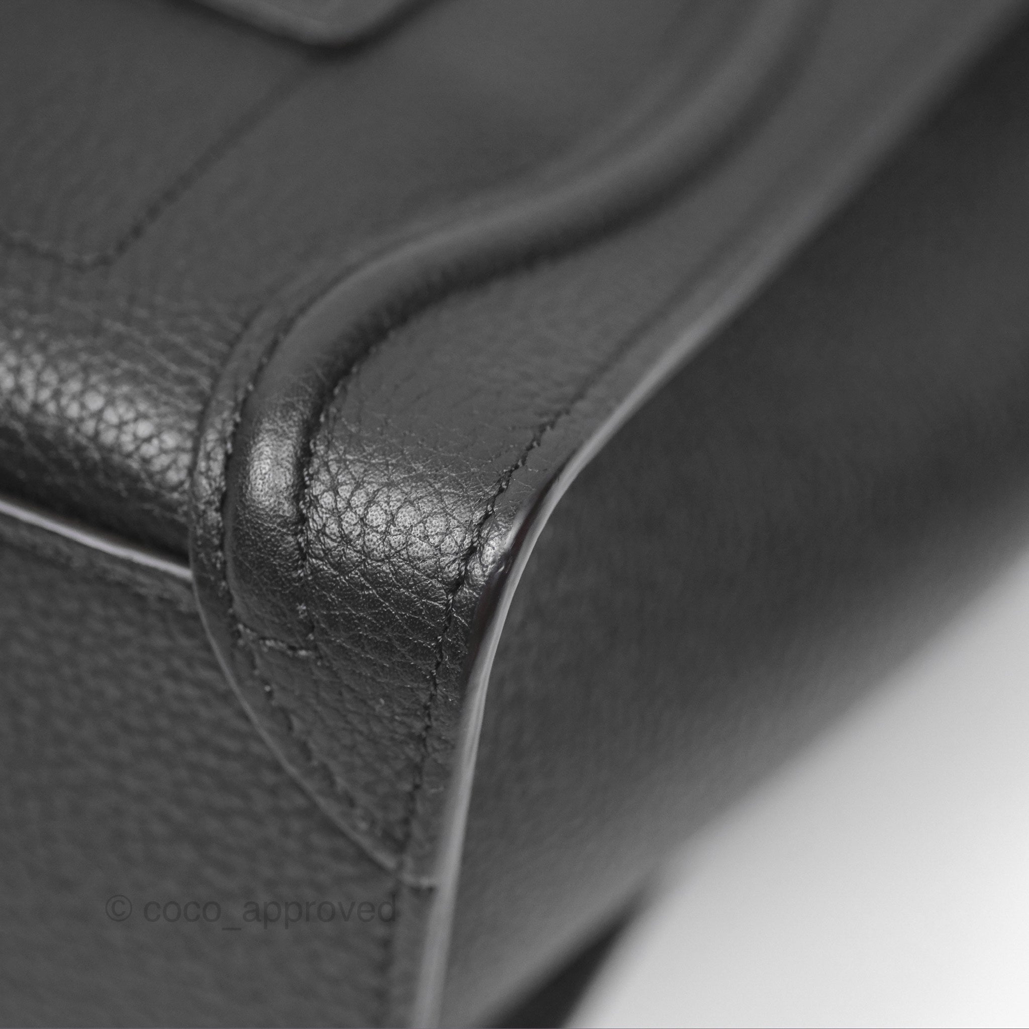 Celine Nano Luggage Bag Black Drummed Calfskin Leather Crossbody Purse for Women | Luxury Handbag for Work, Travel & Everyday Use