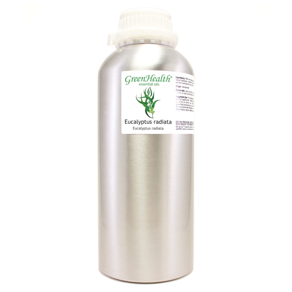 GreenHealth Eucalyptus Radiata Essential Oil – 32 fl oz (946 ml) 100% Pure Therapeutic Grade – Aluminum Bottle with Plug Cap for Aromatherapy, Diffusers & Massage