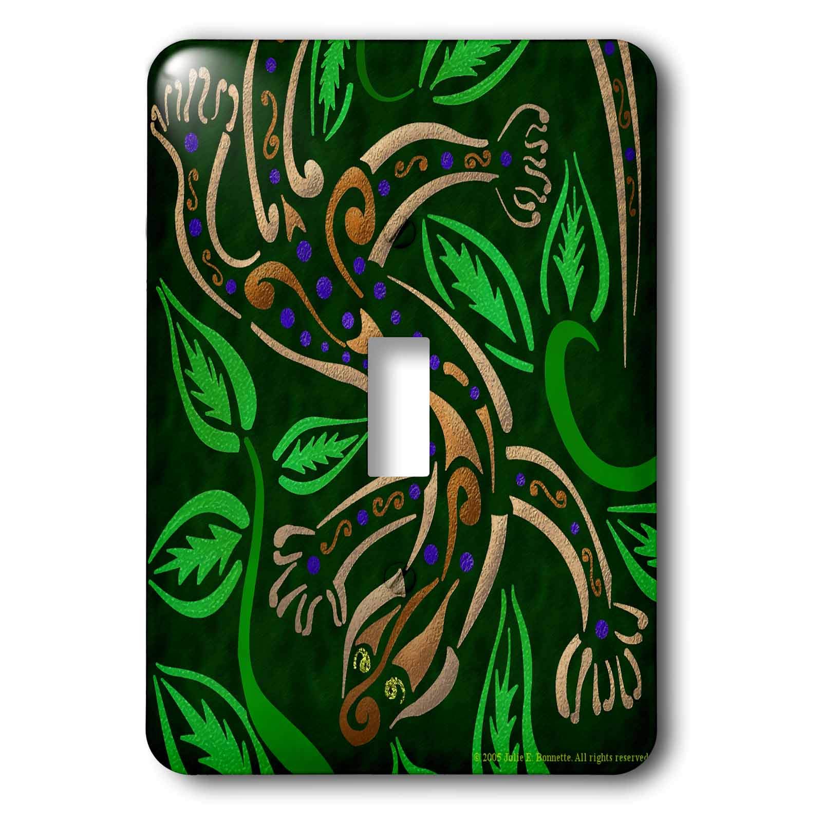 3D Rose Gecko Tribal Abstract Reptile Light Switch Cover - Modern Digital Art Design for Home Decor, Bedroom, Bathroom & Office