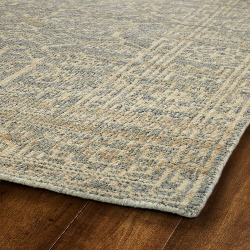 Kaleen Herrera Collection Hand-Knotted 2' x 3' Area Rug - Spa Blue Luxury Wool Rug for Living Room, Bedroom & Home Decor