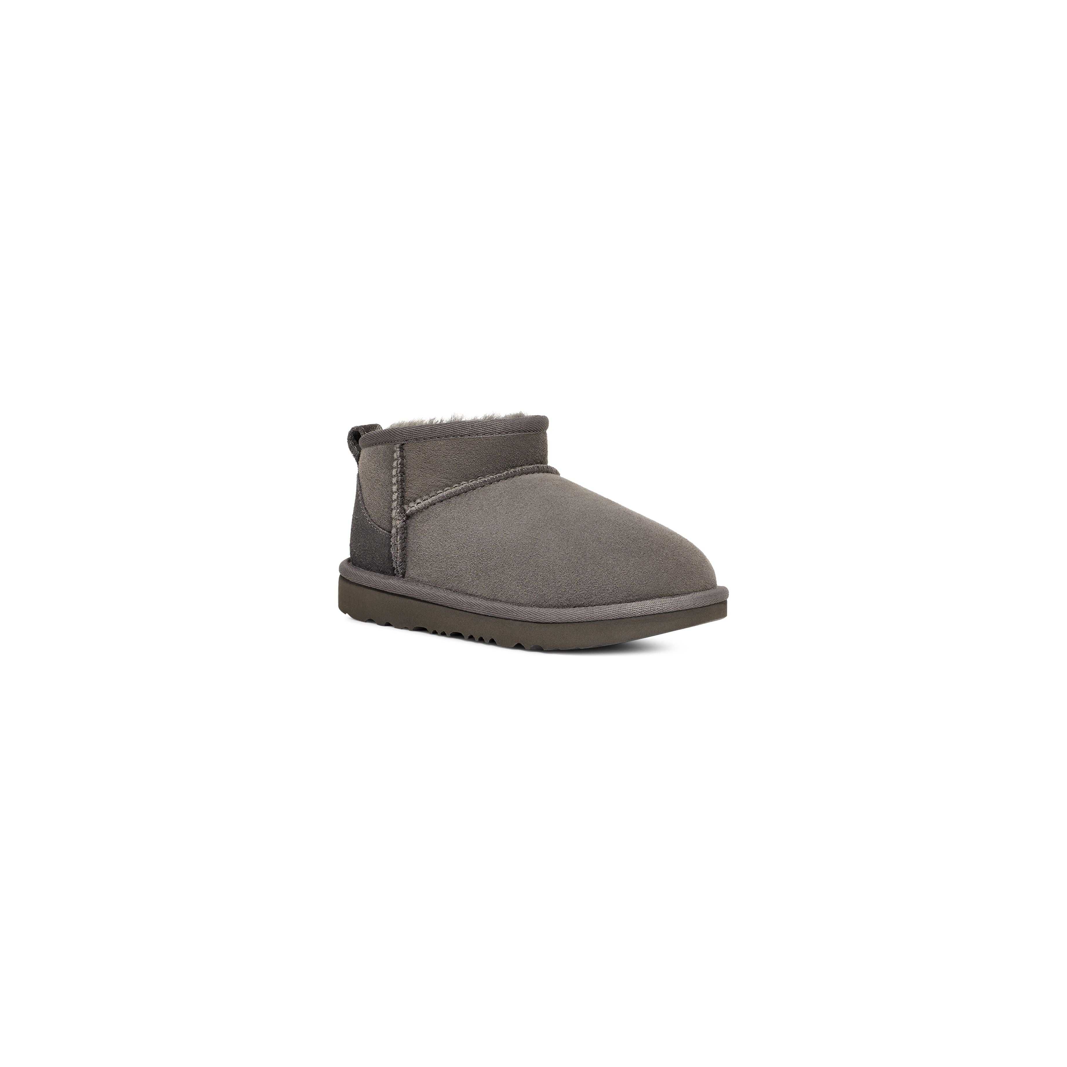 UGG Kid's Classic Ultra Mini Boots in Grey - Warm & Cozy Winter Boots for Girls & Boys - Perfect for School, Snow Days & Outdoor Play