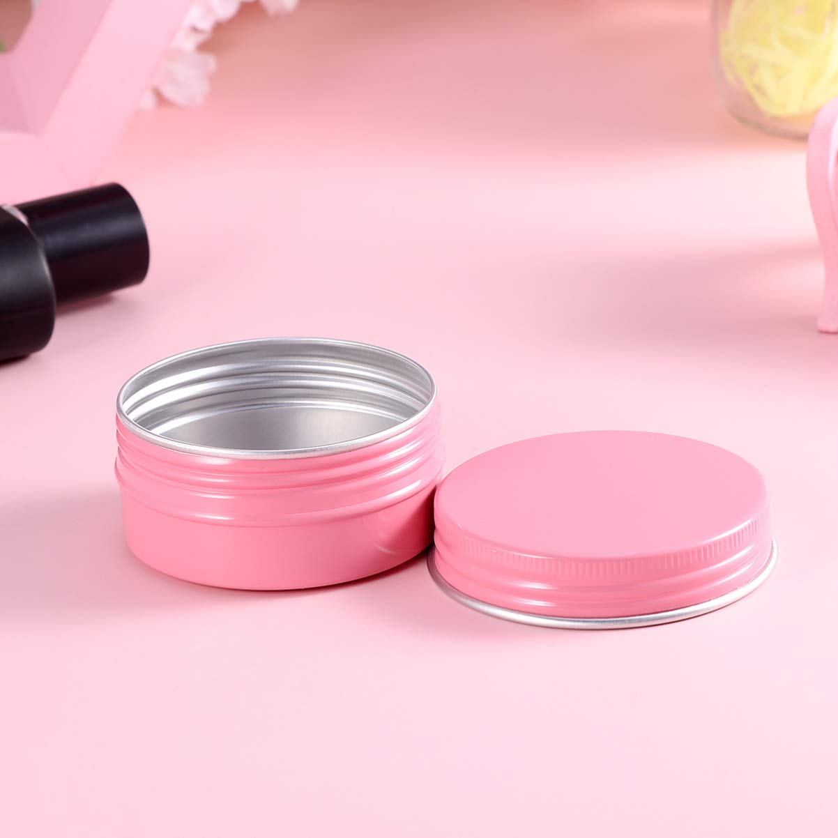 Exceart 12-Piece Cosmetic Sample Jars Set - Travel-Friendly Round Tins with Lids for Creams, Balms & Diffuser Oils | Mini Pink Empty Containers for DIY, Skincare & Cookie Storage | Perfect for Home, Salon & On-the-Go Use