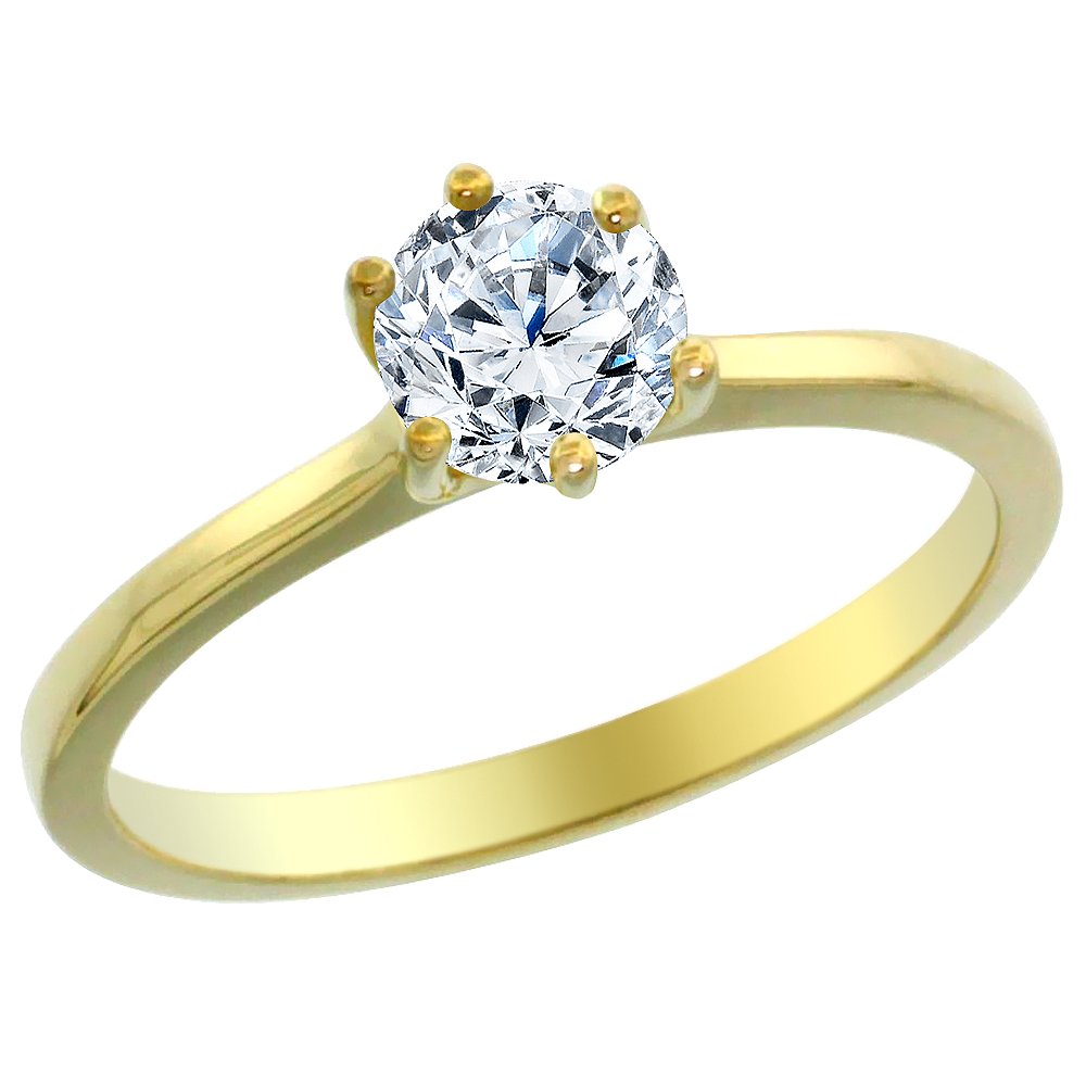14K Yellow Gold 0.65 Carat Round Diamond Solitaire Engagement Ring - Size 5-10 | Perfect for Proposals, Weddings & Anniversary Gifts