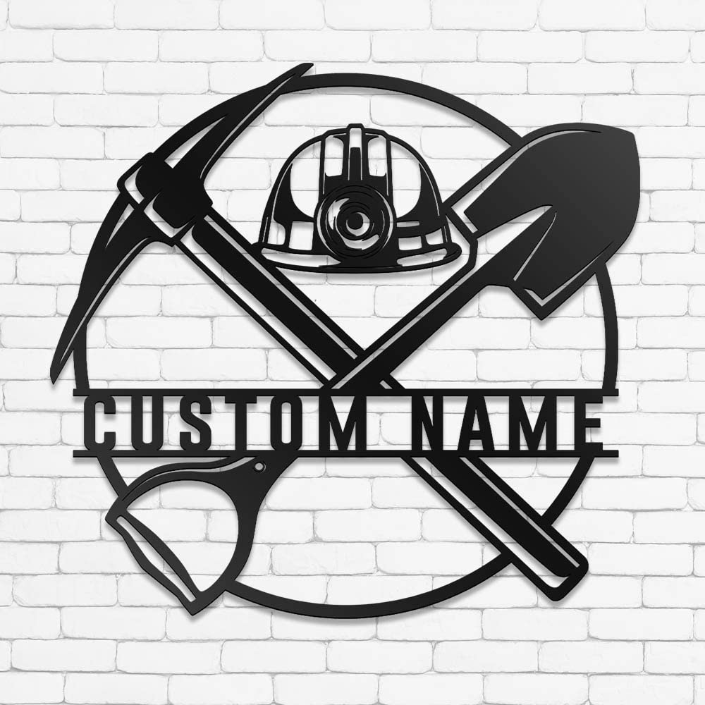 Custom Coal Miner Metal Wall Art with LED Lights - Personalized Mining Job Sign - Black Metal Home Decor for Living Room, Outdoor - Large 12x12 Inch Gift for Miners - Perfect for Man Cave, Garage, or Industrial Themed Spaces