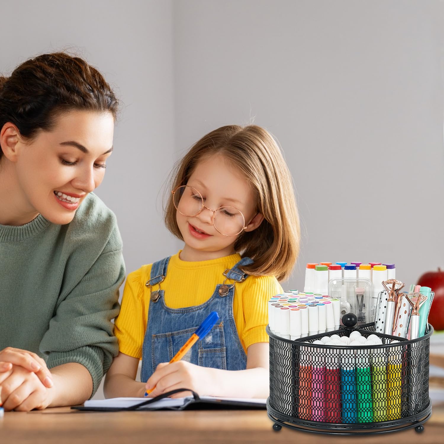 360-Degree Rotating Pencil Holder Organizer - Black Desk Organizer for Pens, Markers & Art Supplies | Office & School Stationery Storage | Perfect for Desk Organization, Classroom & Home Office Use