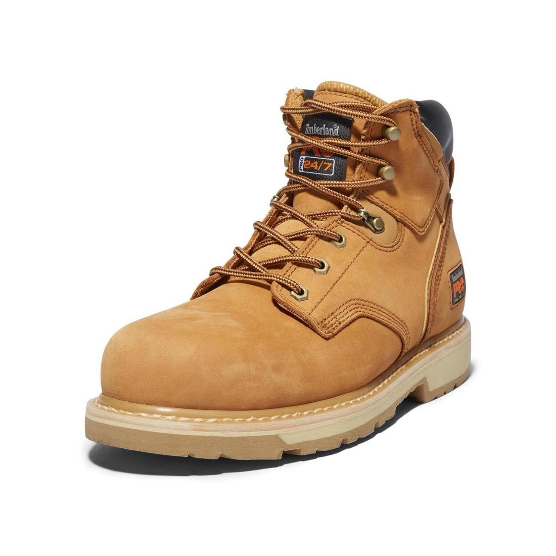 Pit Boss 6 Inch Steel Toe Work Boots for Men - Wheat Brown Safety Shoes - Durable Construction Work Boots for Outdoor, Construction & Heavy Duty Jobs