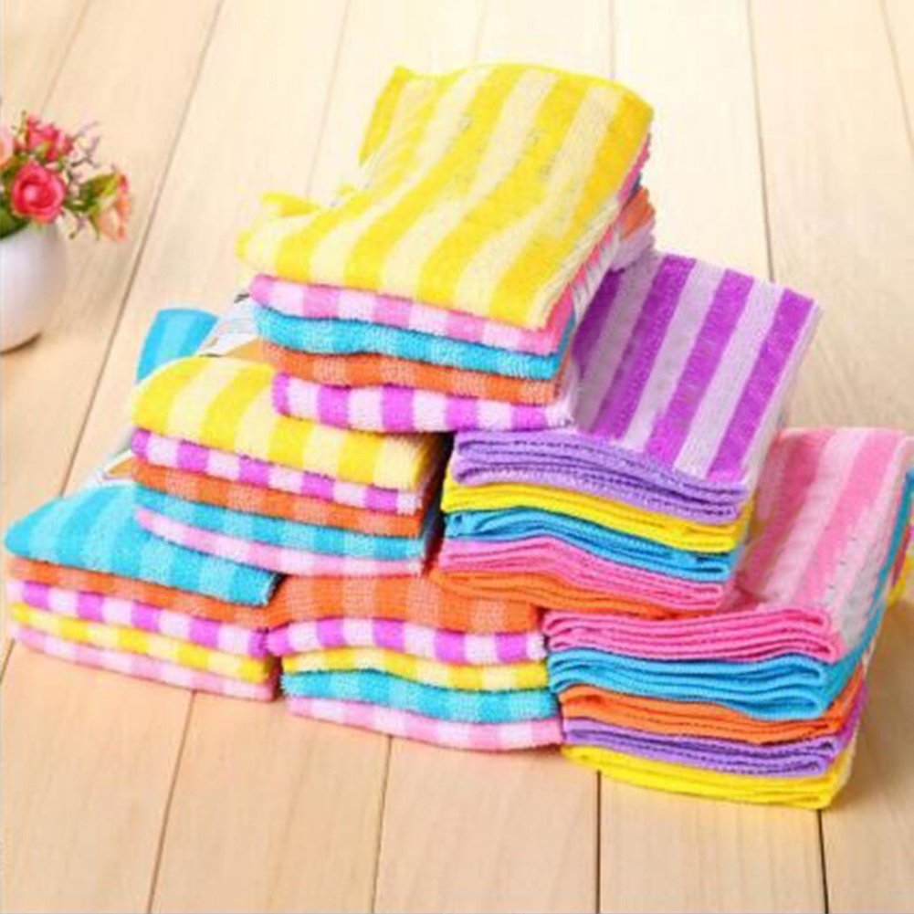 JunHenglr 5-Pack Absorbent Microfiber Dishcloths - Striped Kitchen Towels for Washing Dishes & Cleaning | Soft, Durable Pantry Textiles (Random Colors) - Perfect for Daily Kitchen Use, Dish Drying & Counter Cleaning