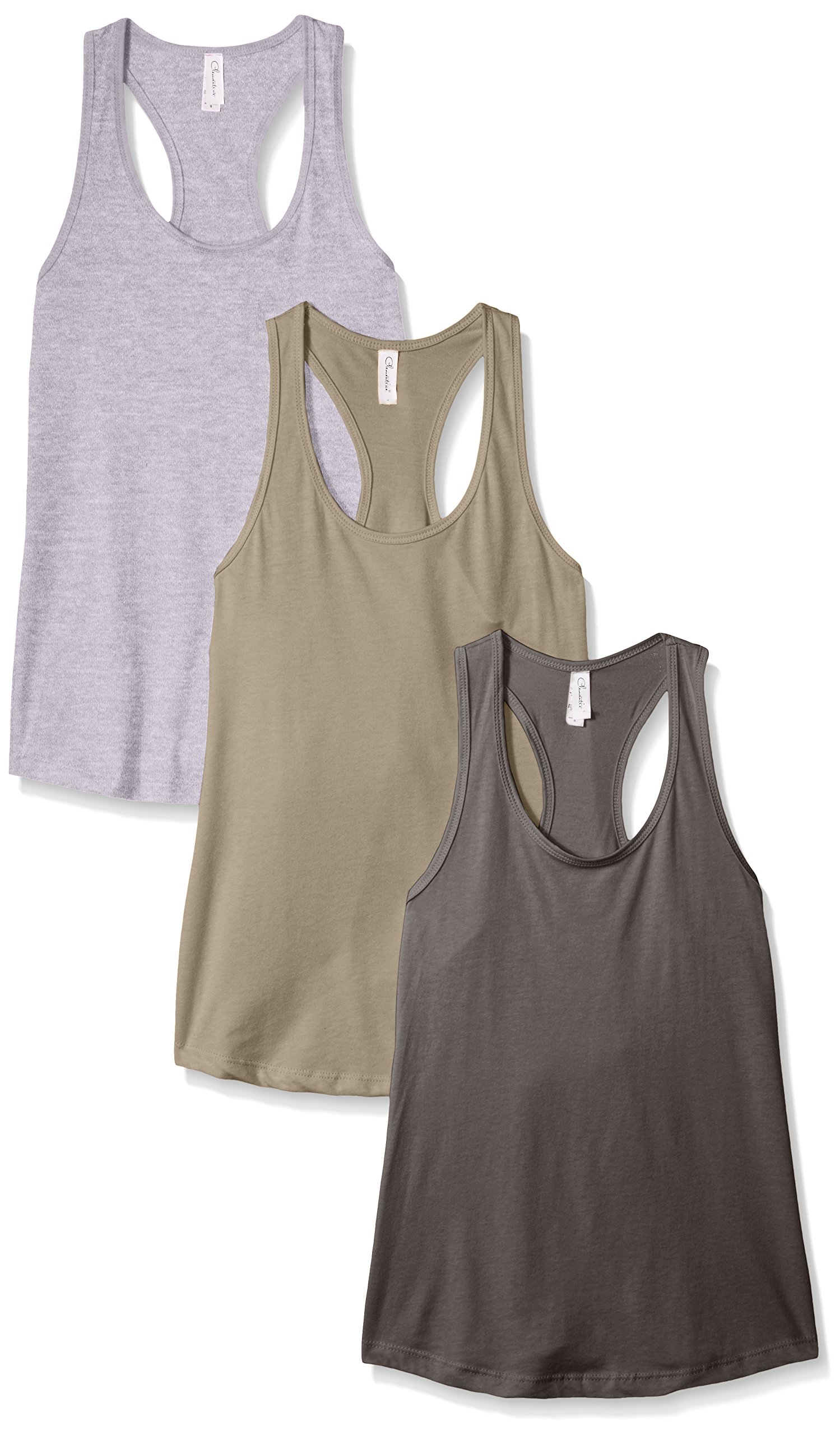 Clementine Apparel Women's Racerback Tank Tops - 3 Pack Workout Tops for Running, Gym & Yoga | Moisture-Wicking Activewear for Fitness & Casual Wear