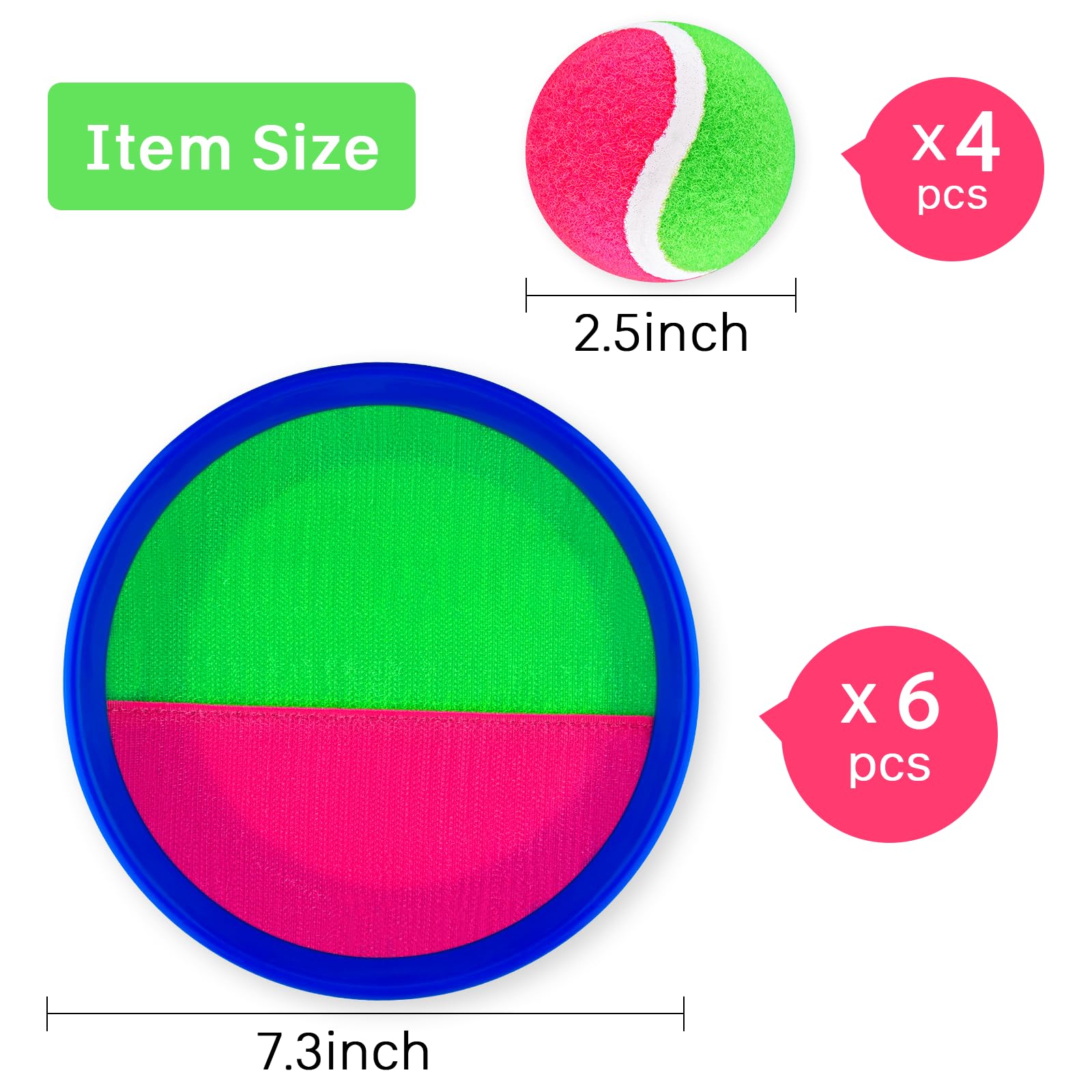 Morcheiong Toss and Catch Ball Game Set - 4/6 Paddles, 4 Balls & Storage Bag - Outdoor Beach Toys for Kids & Family - Perfect for Backyard, Park, Beach and Picnic Activities