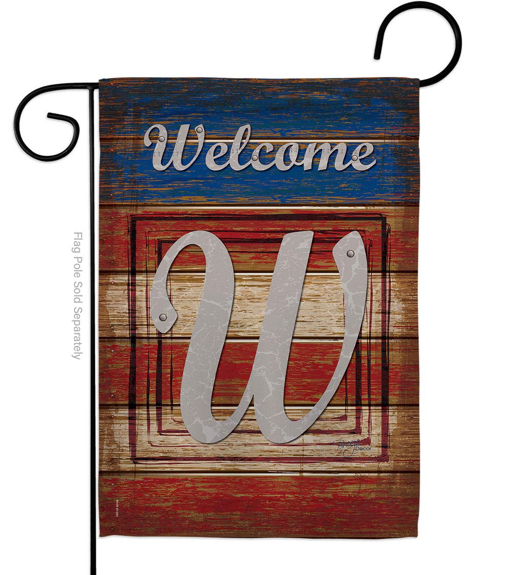 Breeze Decor Patriotic W Initial Garden Flag 13x18.5in - Perfect for Outdoor Yard Decor