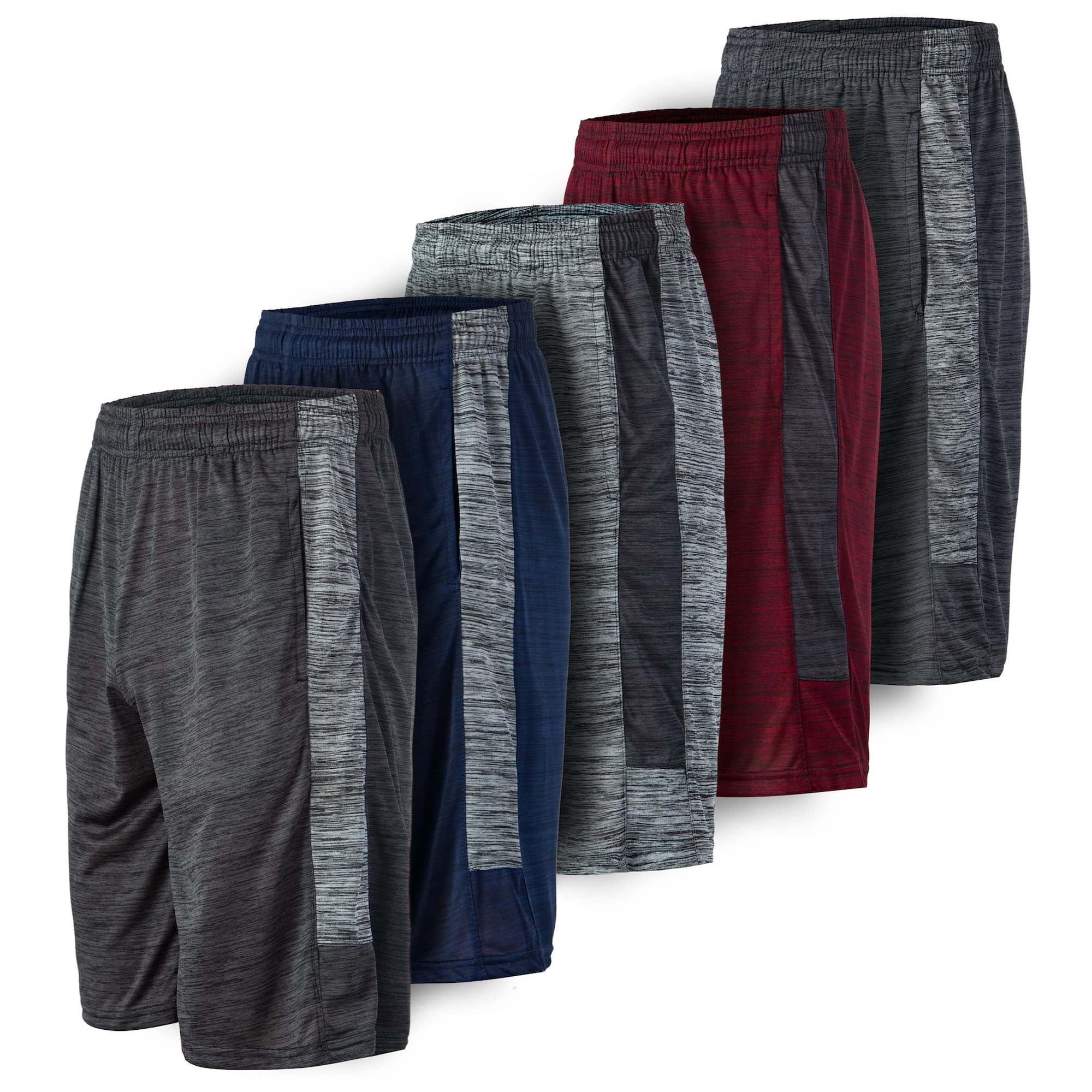 5 Pack Men's Quick-Dry Active Athletic Shorts - Moisture Wicking, Breathable & Lightweight for Running, Gym Workouts & Outdoor Sports