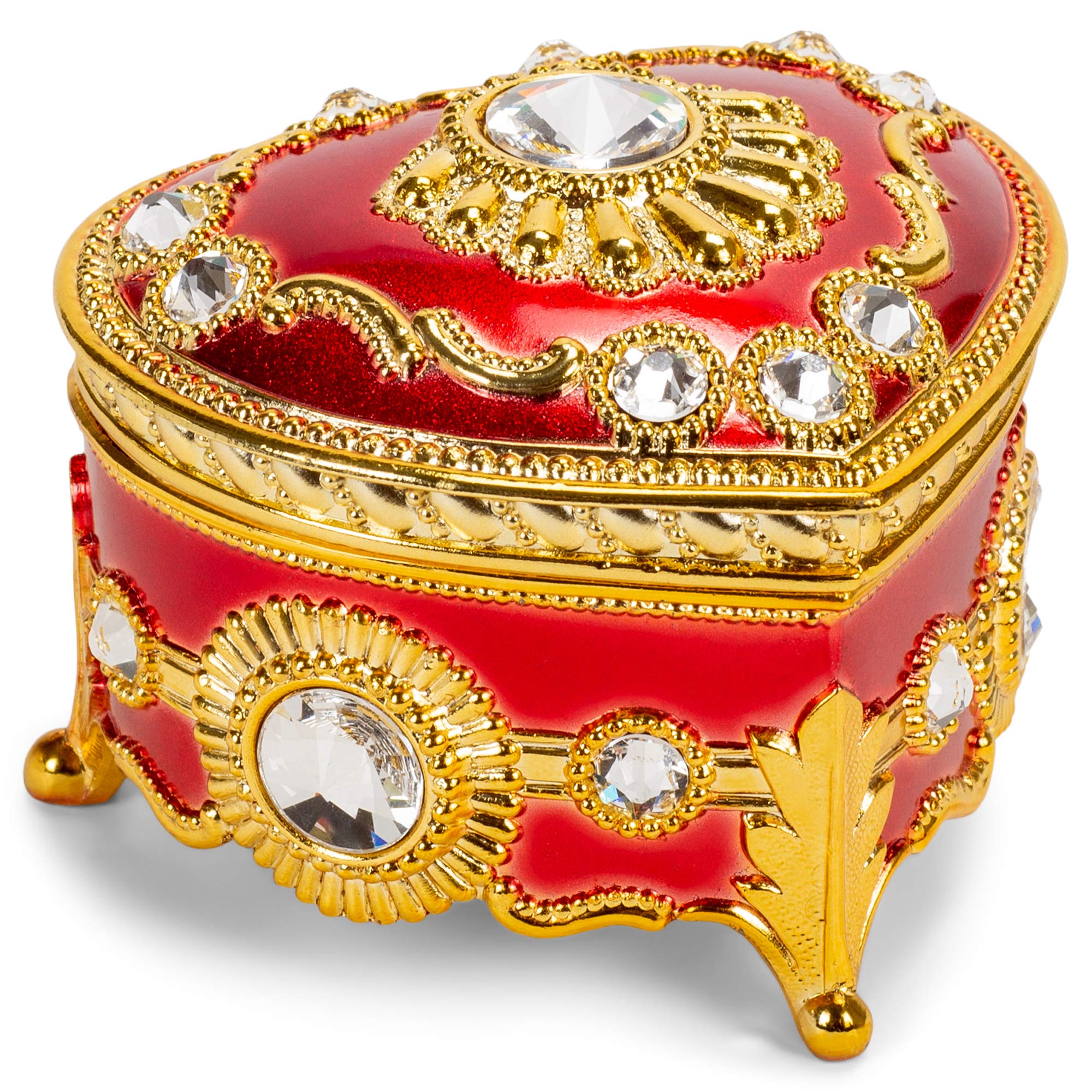 Swarovski Crystal Heart Shaped Music Jewelry Box - Romantic Gift for Her, Plays 