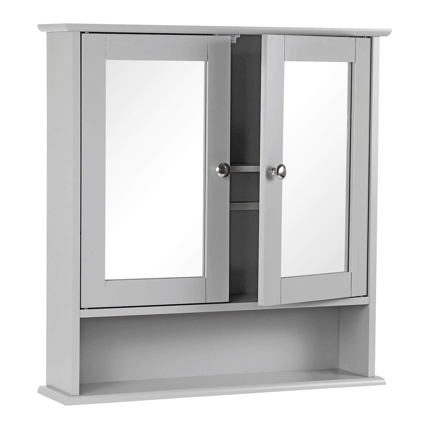 Taylor & Brown Double Door Wall Mounted Bathroom Mirror Cabinet with Adjustable Shelves - 22 x 5 x 23 Inches, Grey - Perfect for Small Bathroom Storage & Organization, Space Saving Vanity Mirror with Hidden Storage
