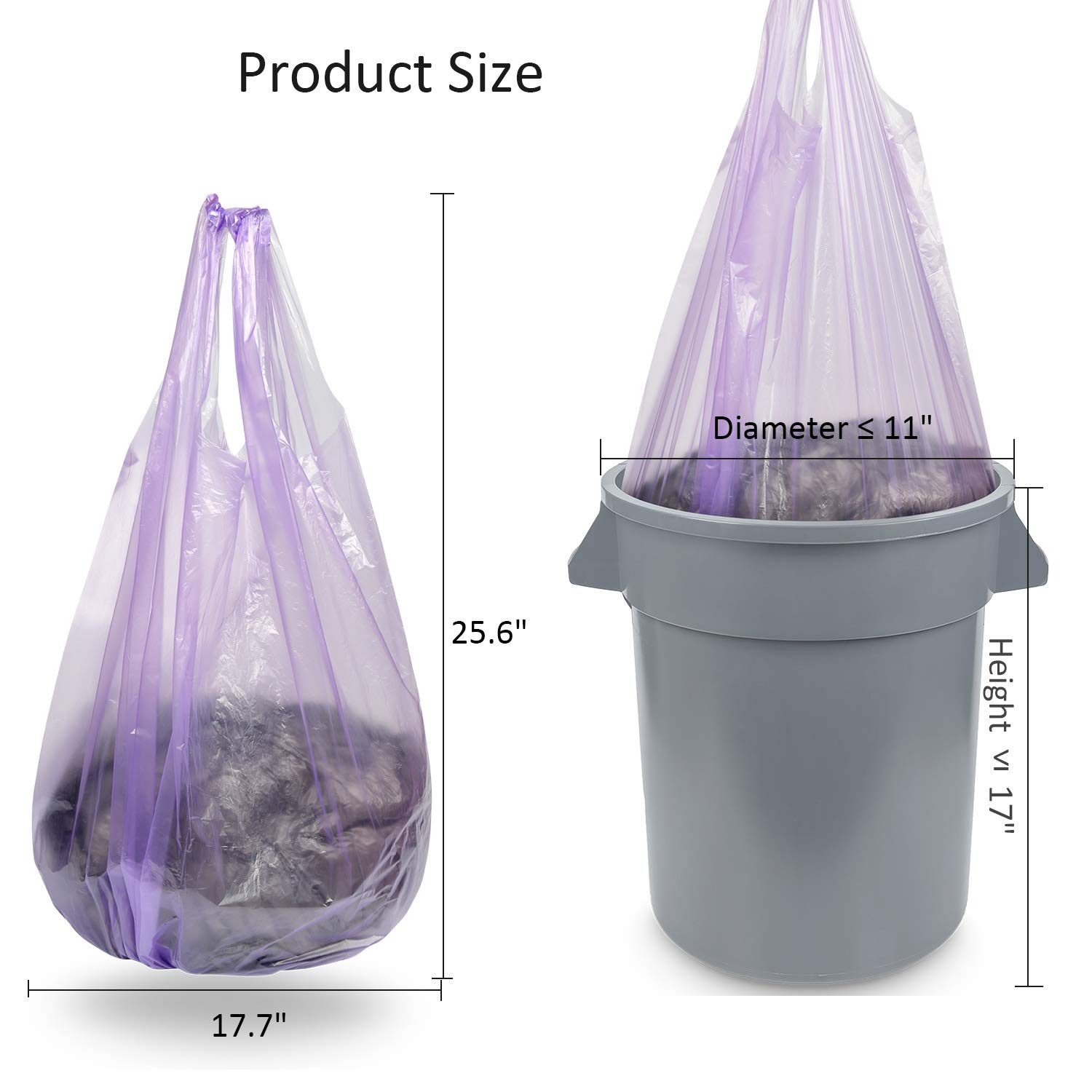 **4 Gallon Small Trash Bags with Handle-Tie – 100 Count (5 Pack) – Purple Waste Bags for Bathroom, Kitchen, Office, Bedroom & Picnic – Perfect for Small Bins & Travel**