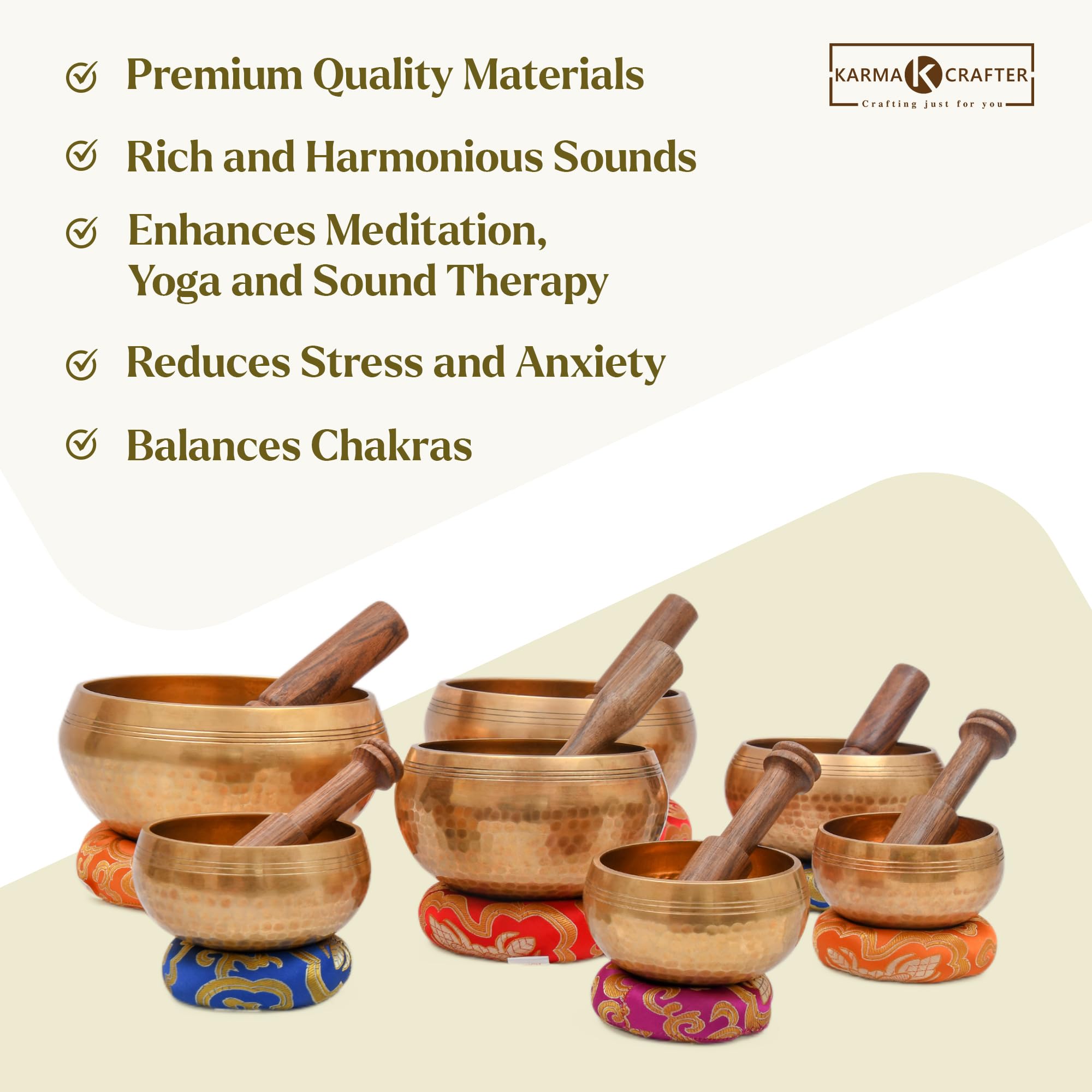 Authentic Tibetan Singing Bowl 7 Chakra Set - Hand Hammered Meditation Sound Bowl with 6 Inch Mallet & Cushion for Yoga, Deep Relaxation & Holistic Healing | Perfect for Meditation, Sound Therapy, Mindfulness Practice & Spiritual Healing