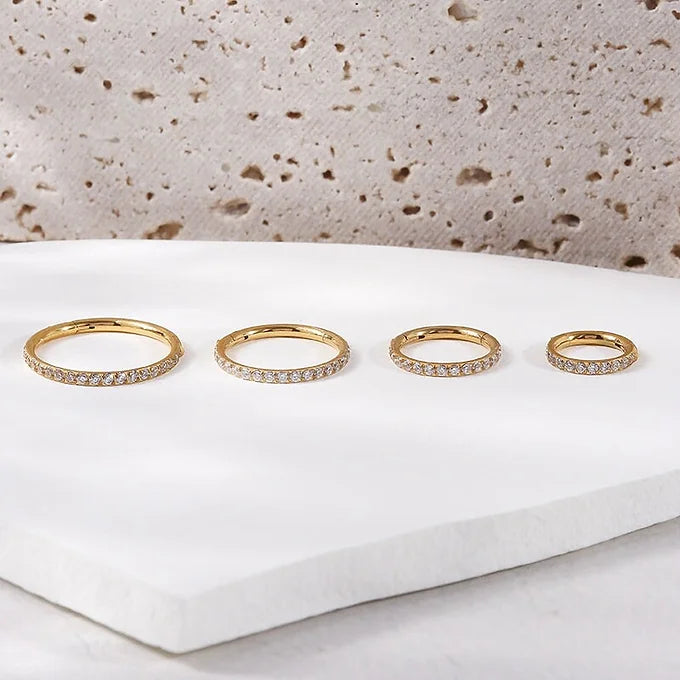 16G Titanium CZ Edge Seamless Hoop Ring | Hypoallergenic Body Jewelry for Cartilage, Helix & Tragus Piercings | Perfect for Everyday Wear & Special Occasions
