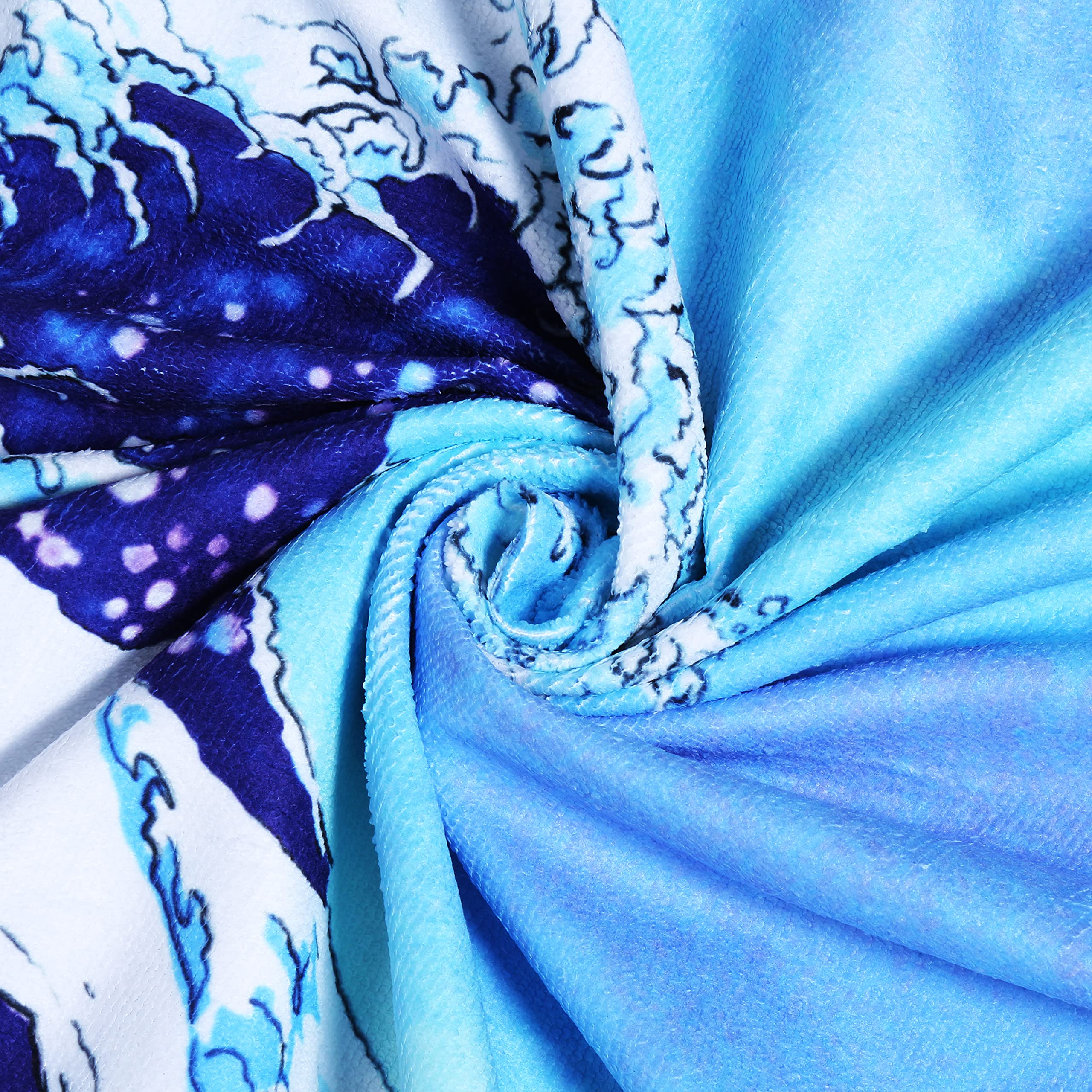 Violet Mist Blue Sea Wave Round Beach Blanket 60