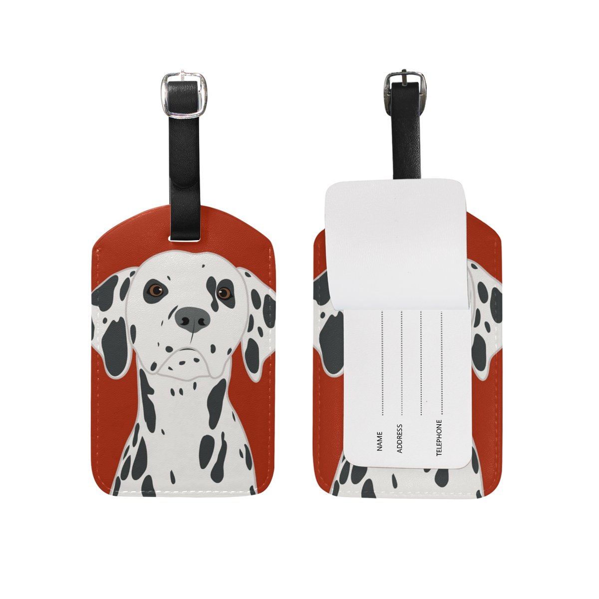 Premium PU Leather Dalmatian Dog Luggage Tag - Personalized Travel Suitcase ID Tag for Bags & Backpacks - Durable Pet-Themed Baggage Label (1 Piece) - Perfect for Airports, Vacations & Pet Lovers
