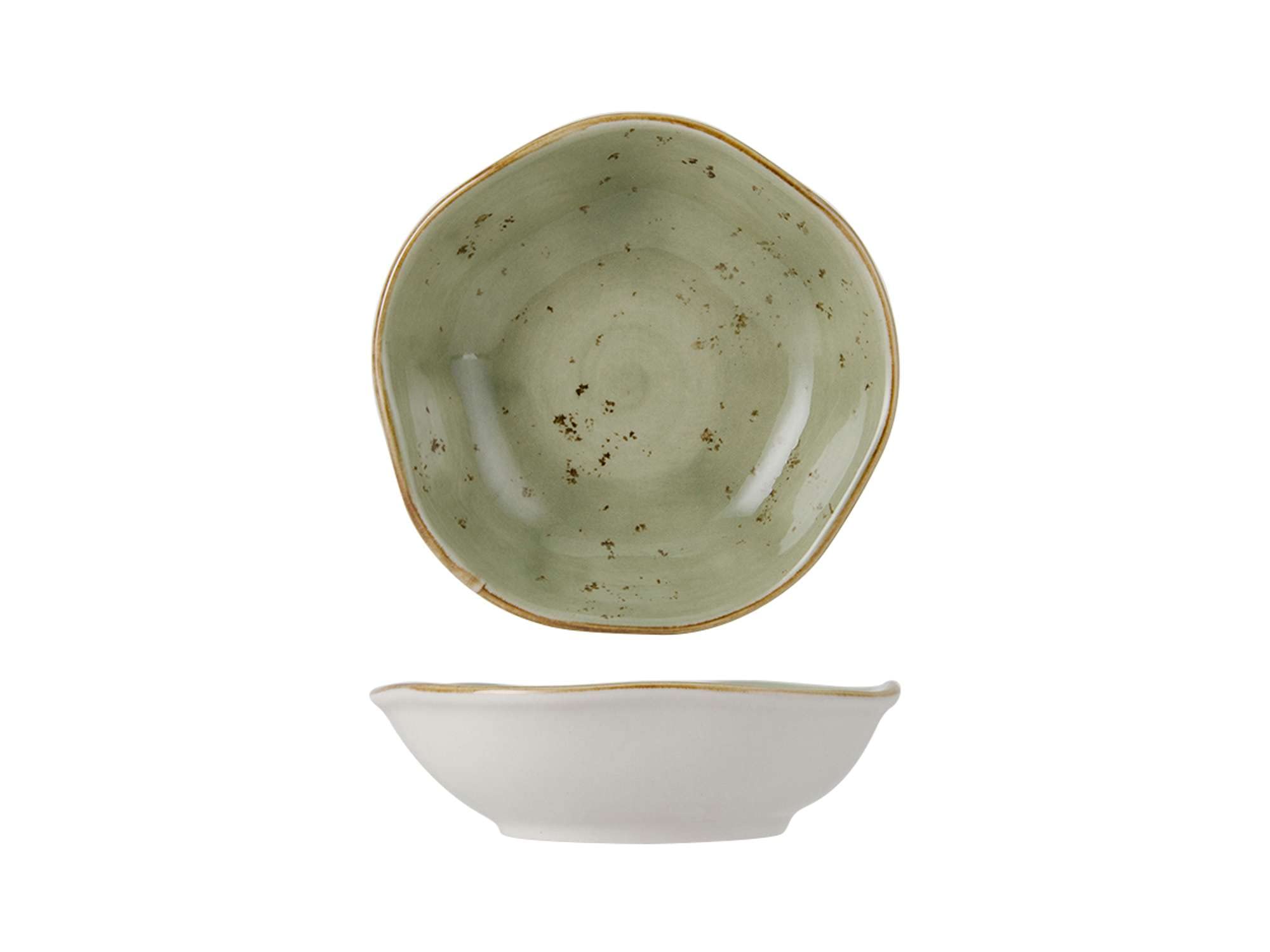 Tuxton Artisan Geode Olive Reactive Natural 5.5-Oz Fruit Dish - Set of 24, Green | Scratch & Chip Resistant | Lead & Cadmium Free | Dishwasher, Microwave & Oven Safe | Perfect for Serving Fruits, Appetizers & Desserts at Parties