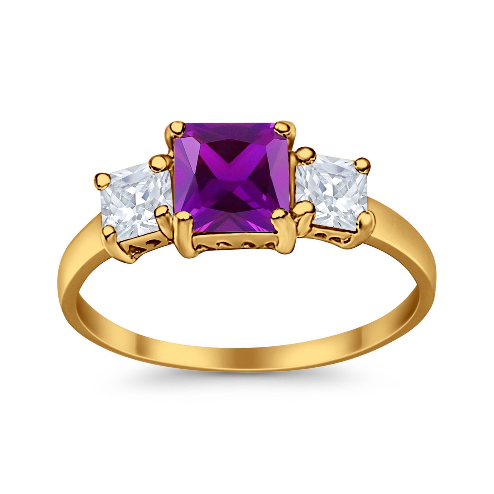 3 Stone Princess Cut Cubic Zirconia Ring - 925 Sterling Silver Fashion Jewelry for Women - Perfect for Weddings, Anniversaries & Special Occasions