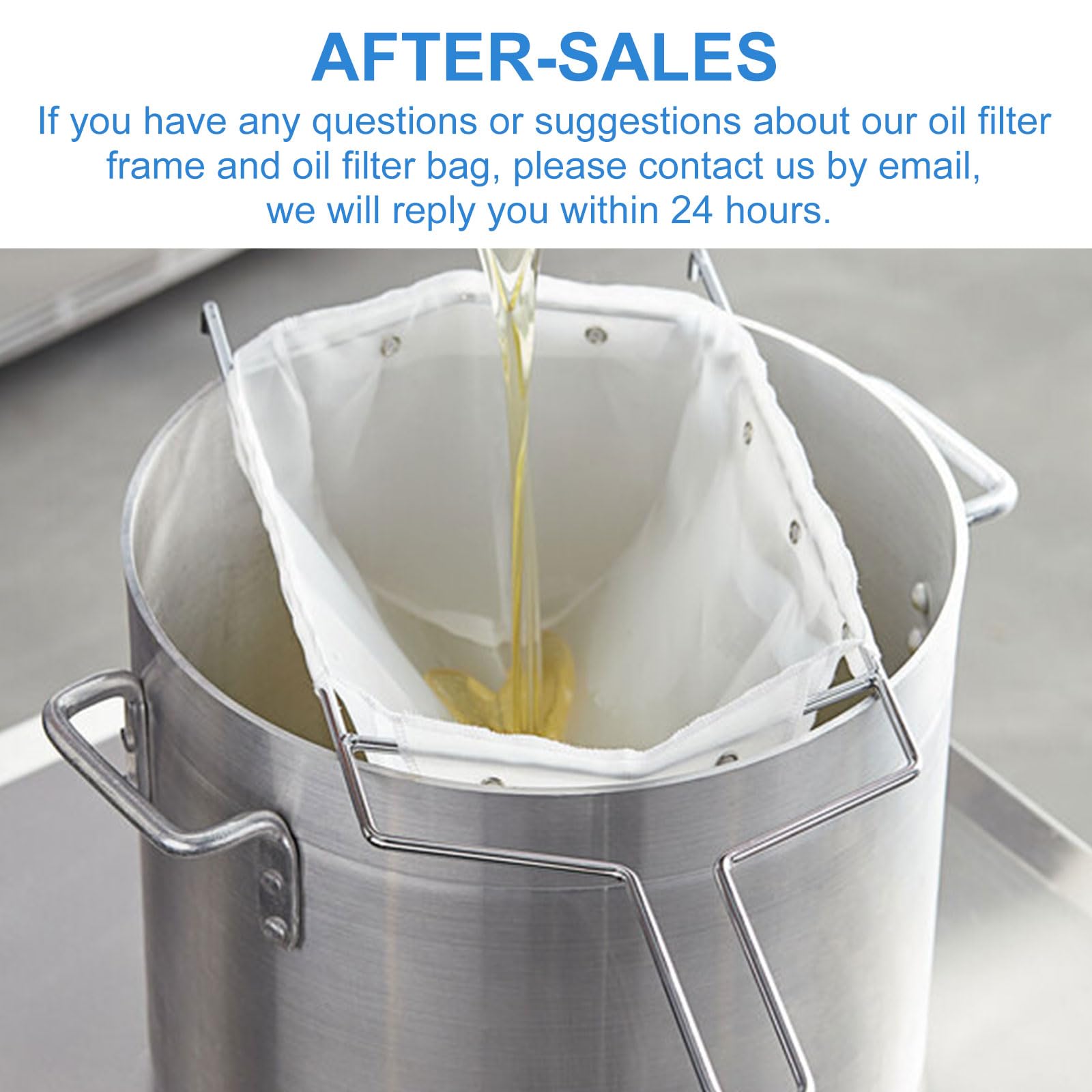 QQZ Fryer Filter Bag & Frame - Reusable Oil Filter for 70 lb Fryer Oil, Commercial Deep Fryer Oil Filtration System - Perfect for Restaurants, Food Trucks & Commercial Kitchens