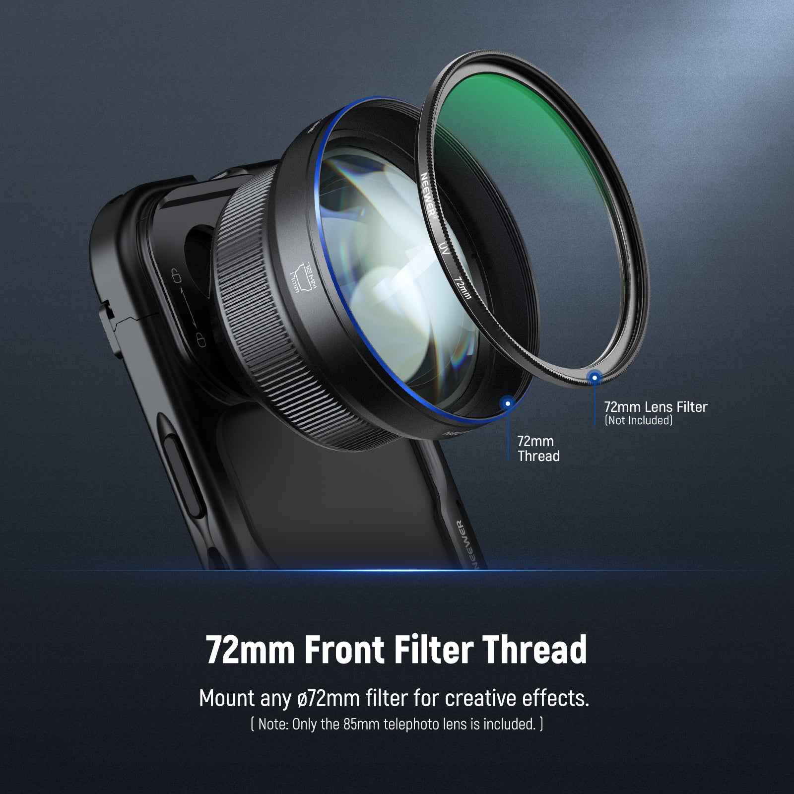 NEEWER LS 59 85mm HD Telephoto Lens with 17mm Lens Thread - Professional Photography for Portraits, Wildlife & Travel - Compatible with DSLR and Mirrorless Cameras