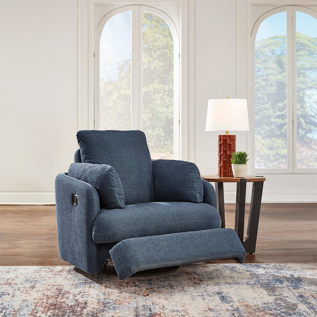 Modmax Swivel Glider Recliner Chair - 360 Degree Rotating Rocker Recliner with Smooth Gliding Motion, Padded Armrests & Lumbar Support - Perfect for Living Room, Nursery, or Home Theater Relaxation
